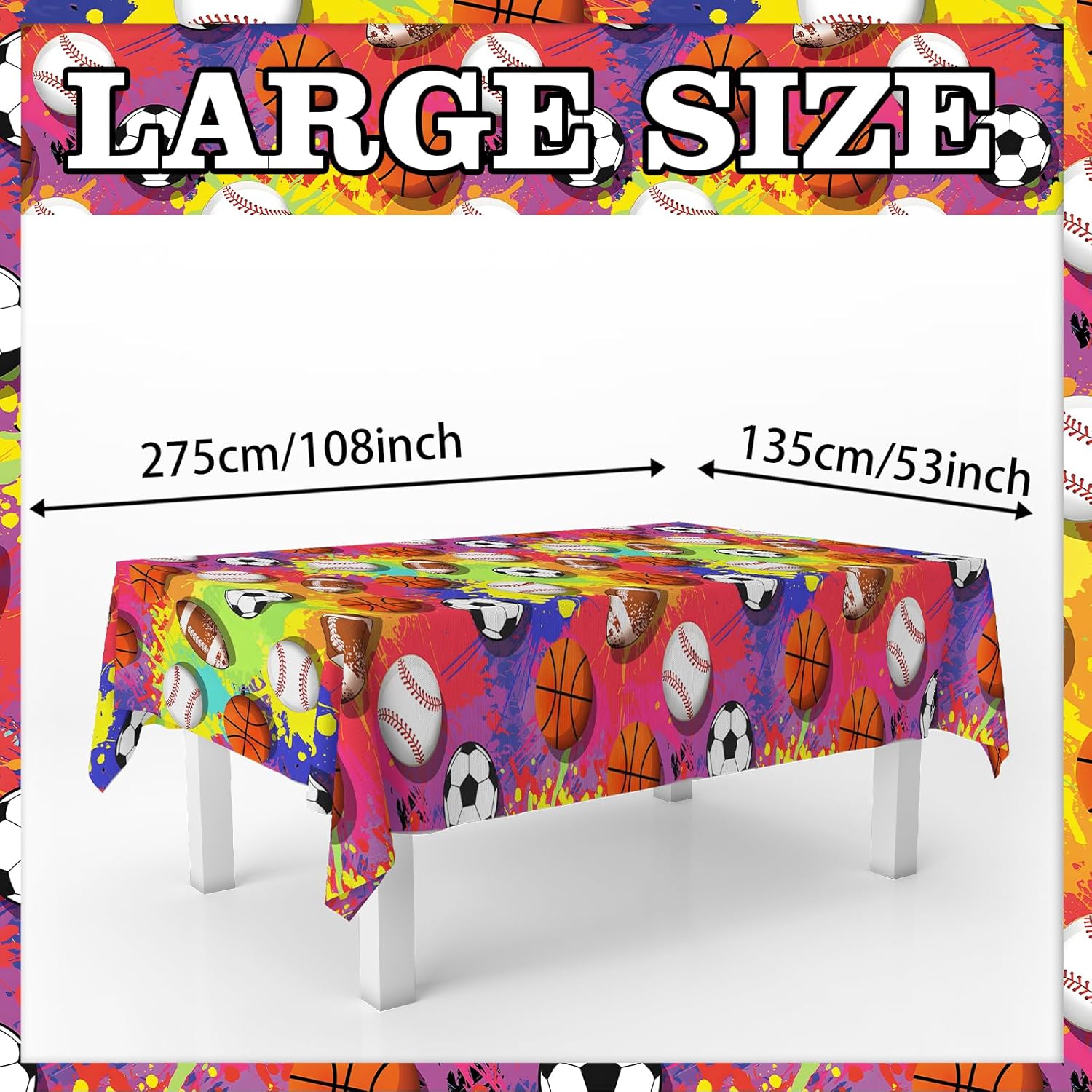 Junliang Sports Party Tablecloths 53x108 Inches