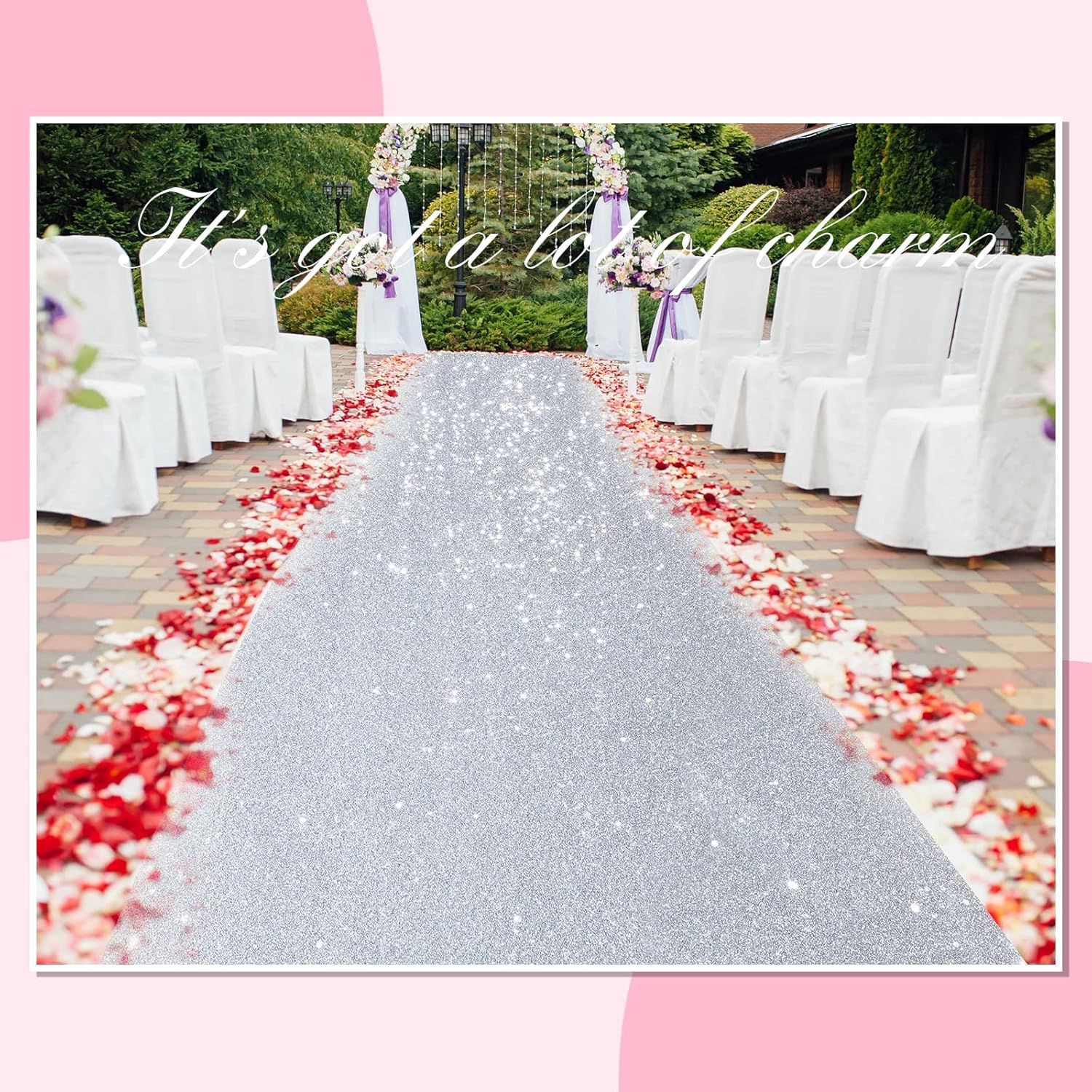 Shihanee Silver Sequin Aisle Runner 4x15ft
