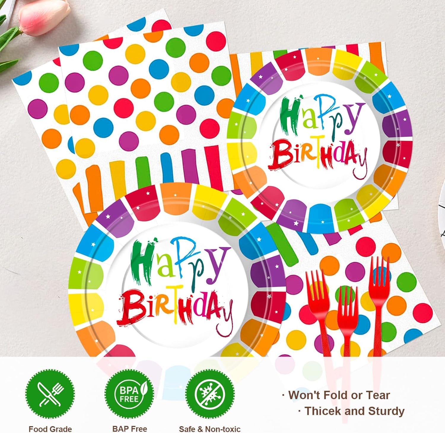 125 Pcs Rainbow Birthday Party Supplies Set