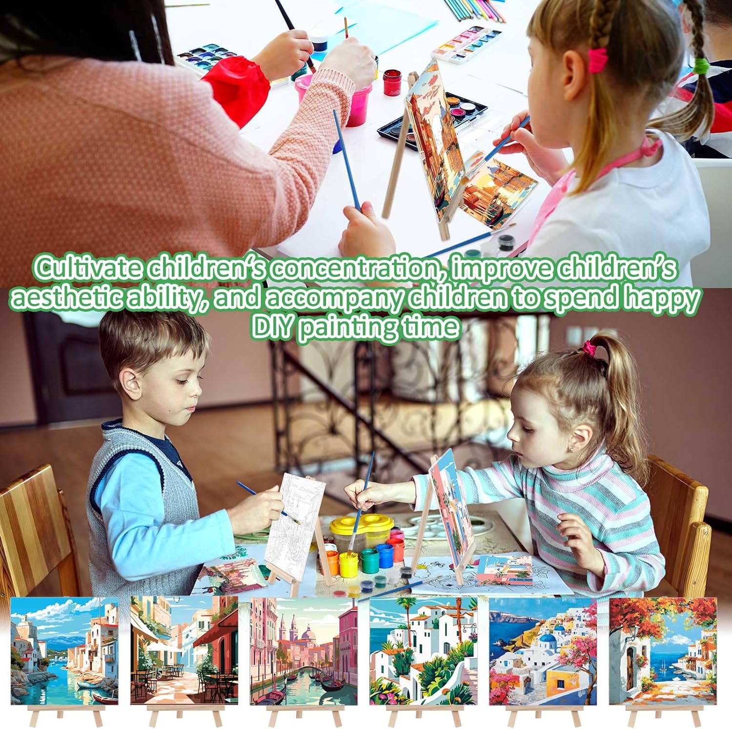 Tenceur 12 Pre-Drawn Canvas Painting Sets for Kids and Adults