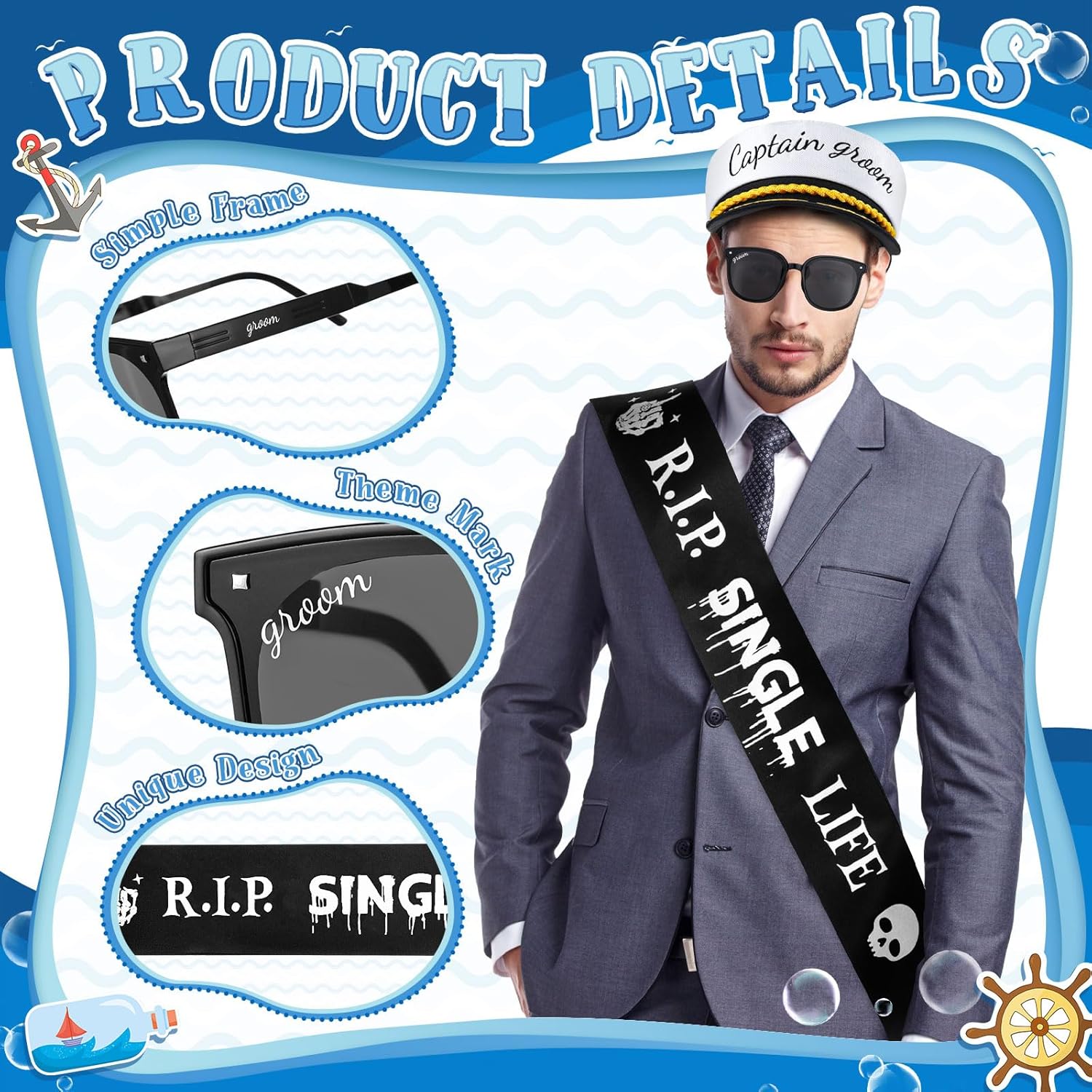JaGely 3 Pcs Groom Party Accessories Set
