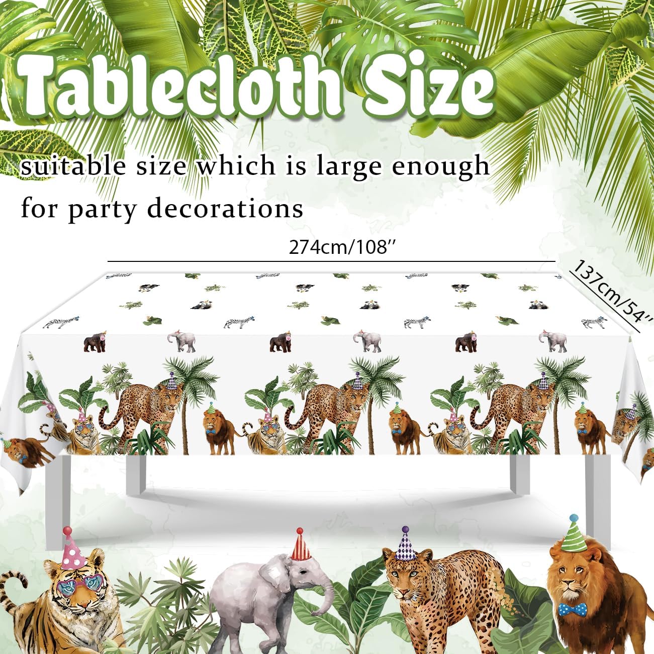 Haimimall Jungle Safari Tablecloths 3Pcs Set