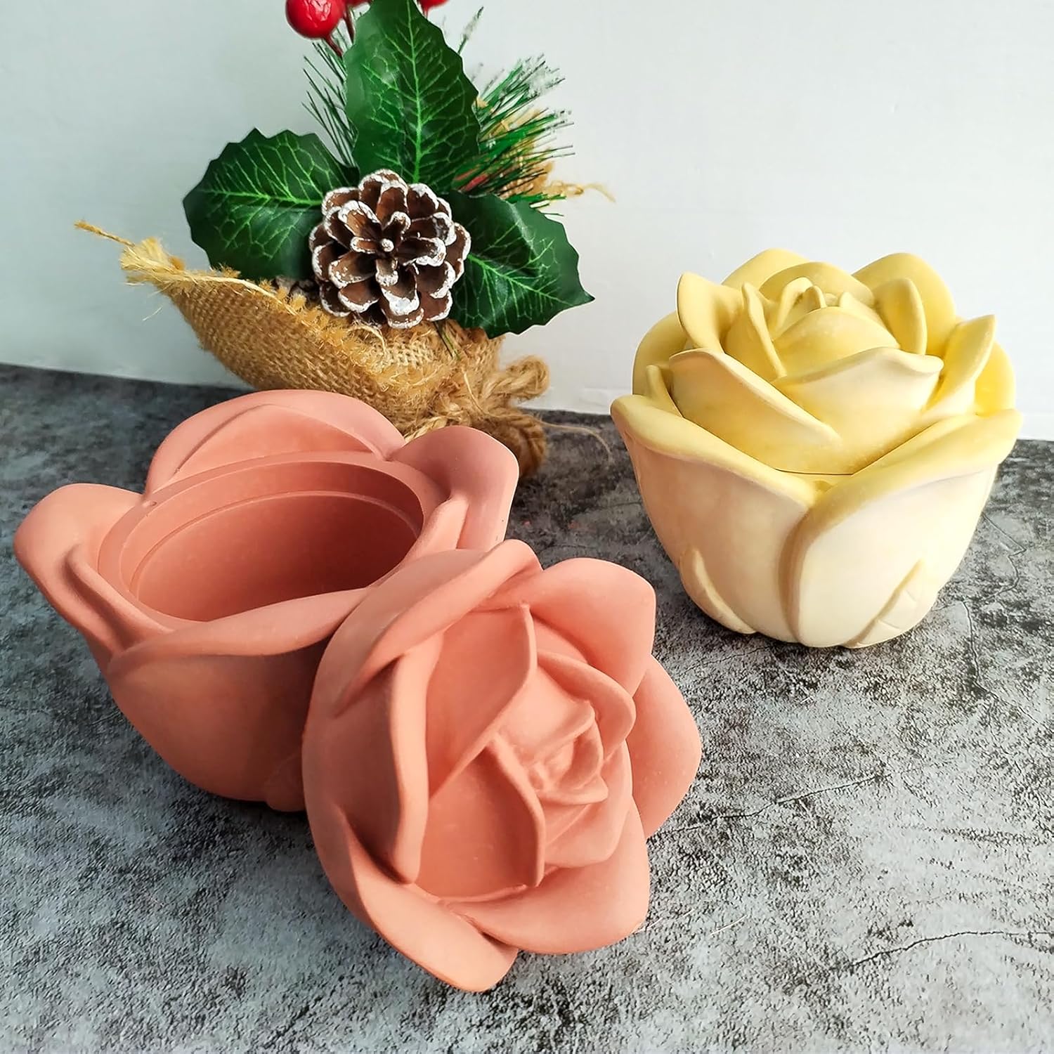 Wehous 3D Rose Box Mold with Lid for Resin and Candle Making