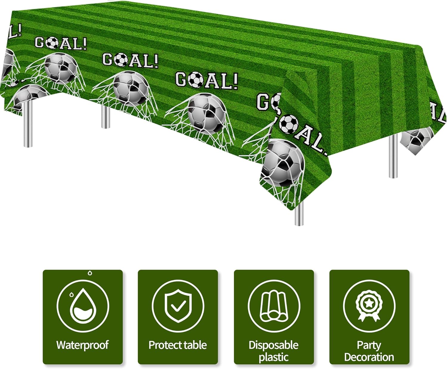 Soccer Themed Tablecloth Set for Birthday Party 3pcs 108x55in