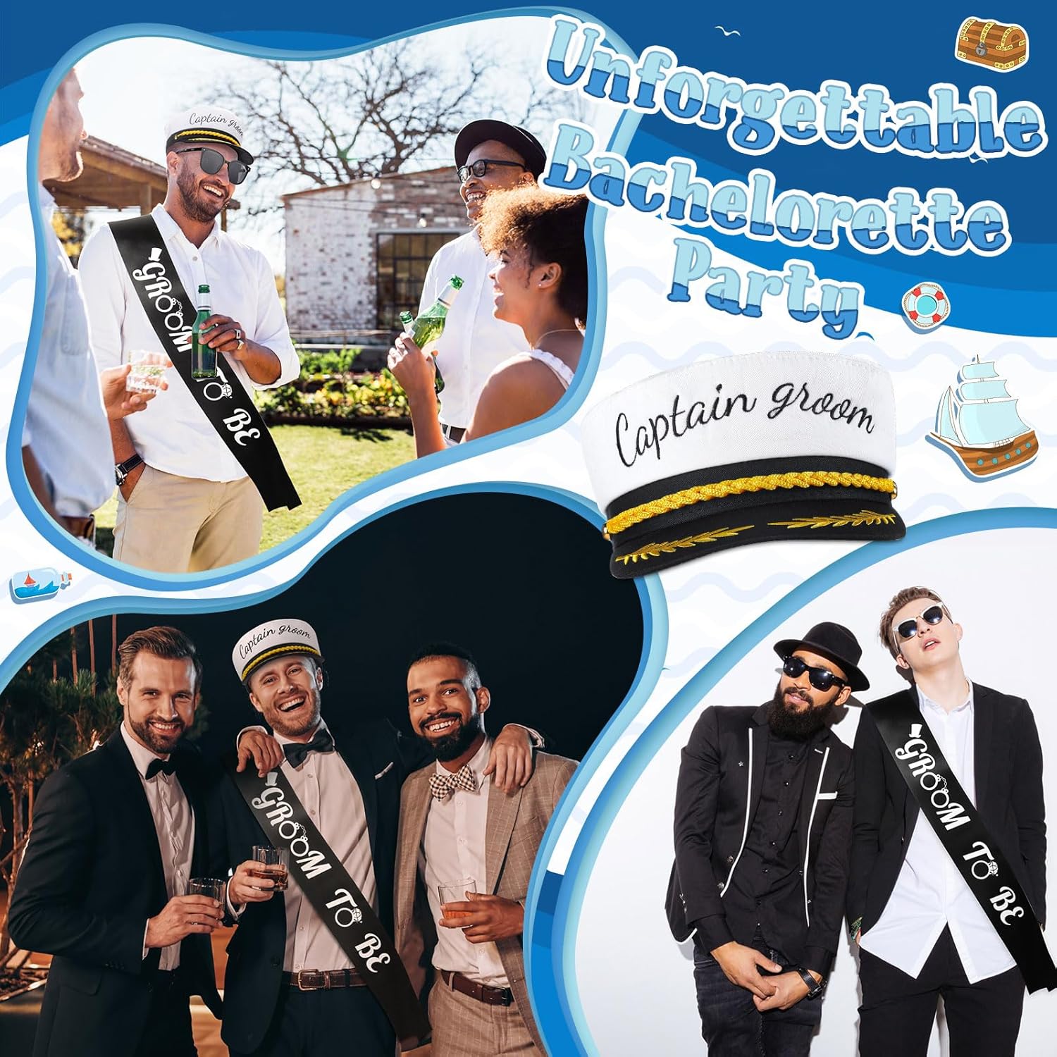 JaGely 3 Pcs Bachelor Party Accessories for Groom Set