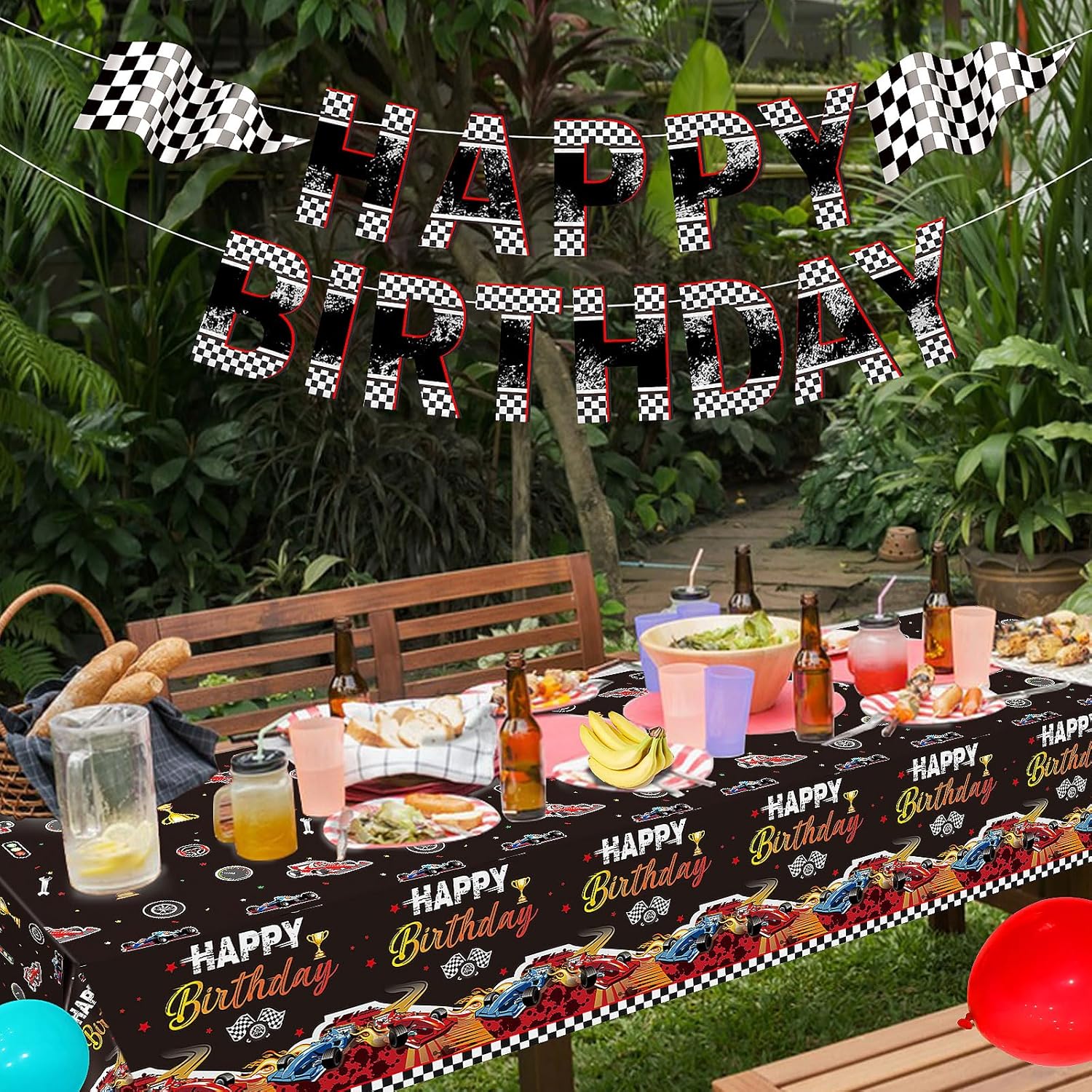 3Pcs Race Car Birthday Party Tablecloths Decorations
