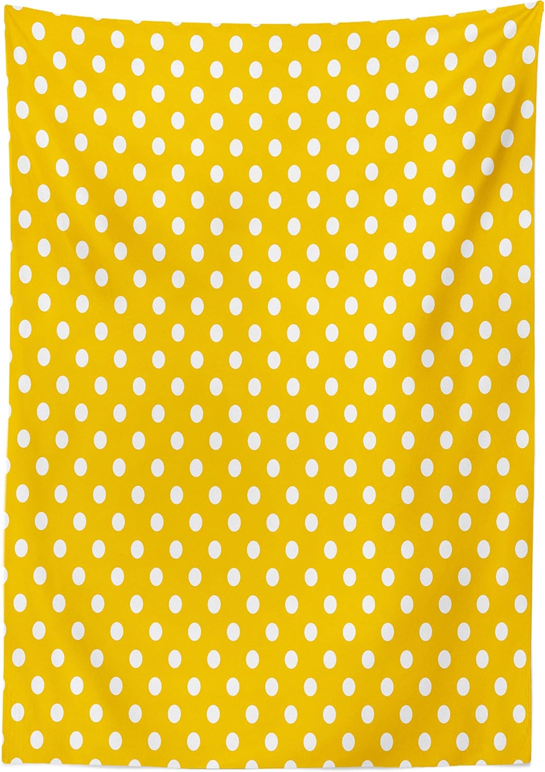 Lunarable Polka Dots Tablecloth 58x120 Yellow White