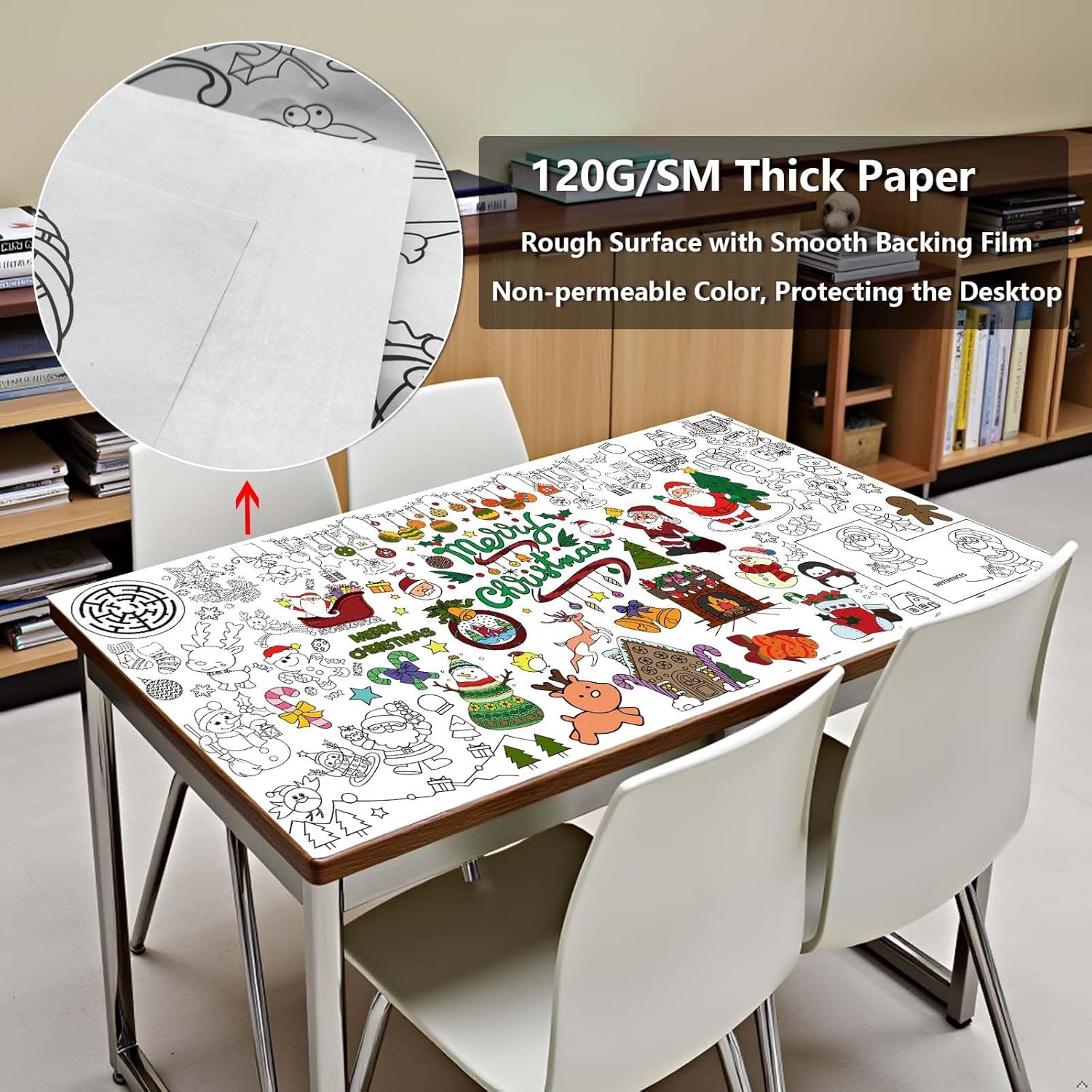 Dozobeede Christmas Coloring Poster 35x72 Inch Tablecloth