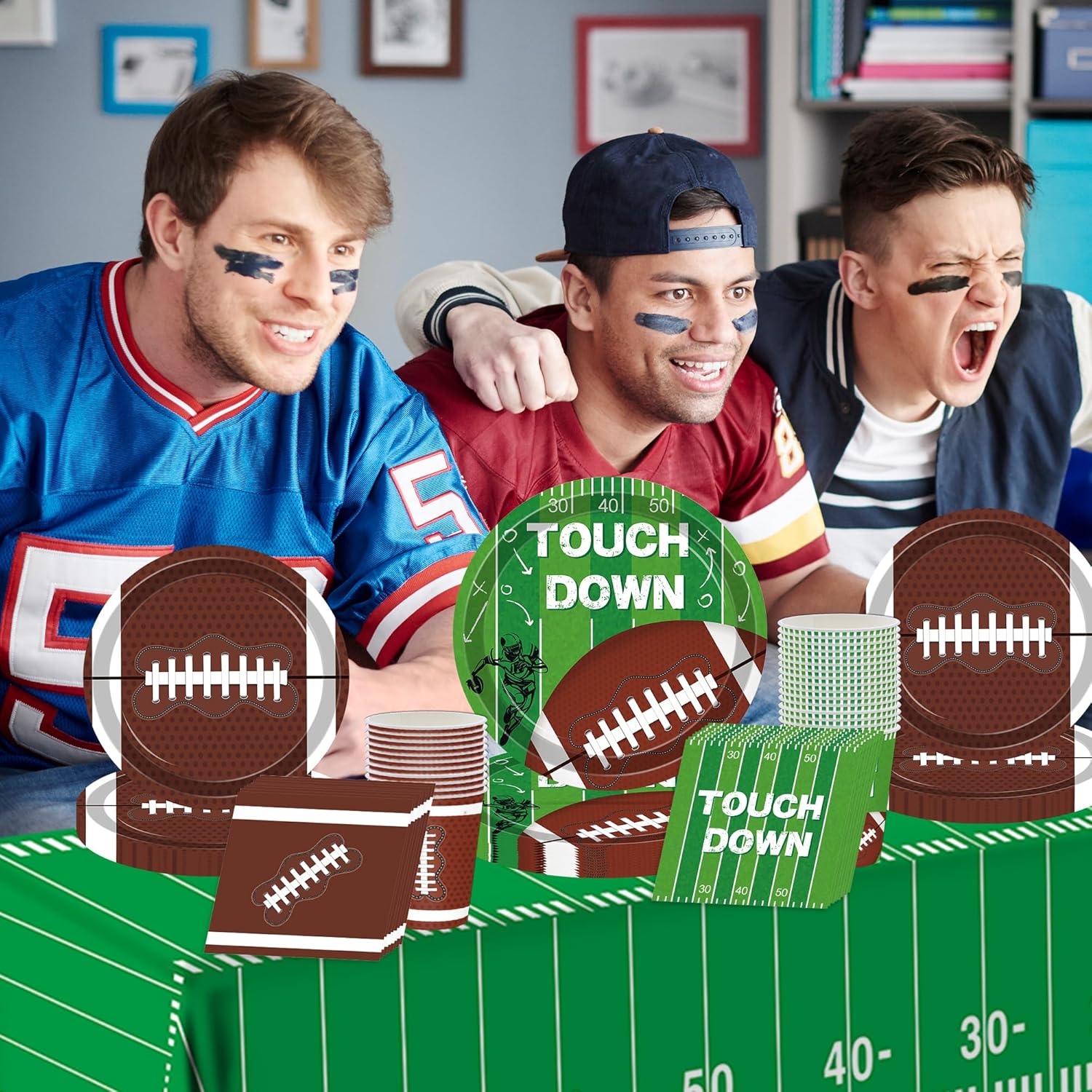 2pcs Football Tablecloth for Game Day Decorations 54x108 Inch