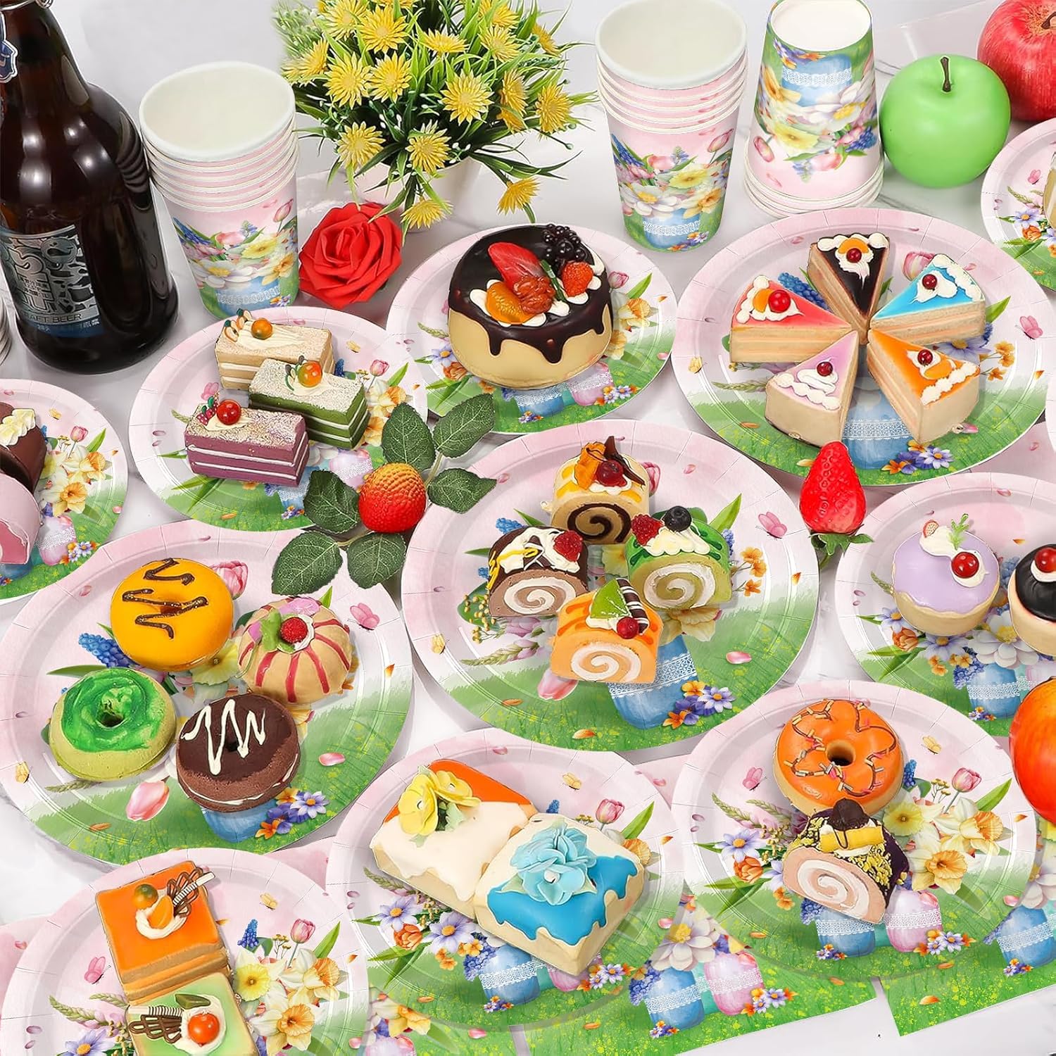 Floral Party Supplies Set for 20 Guests