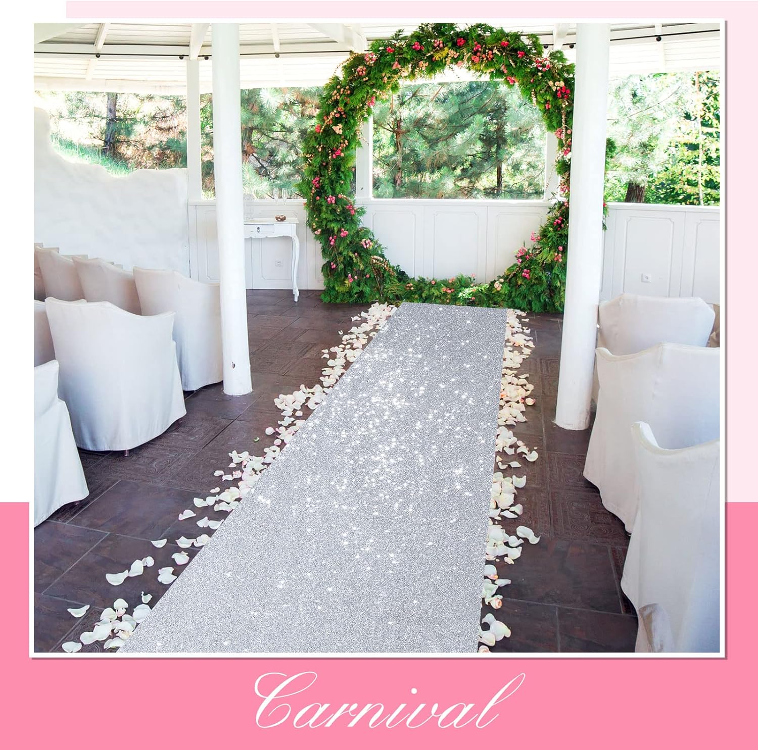 Shihanee Silver Sequin Aisle Runner 4x15ft