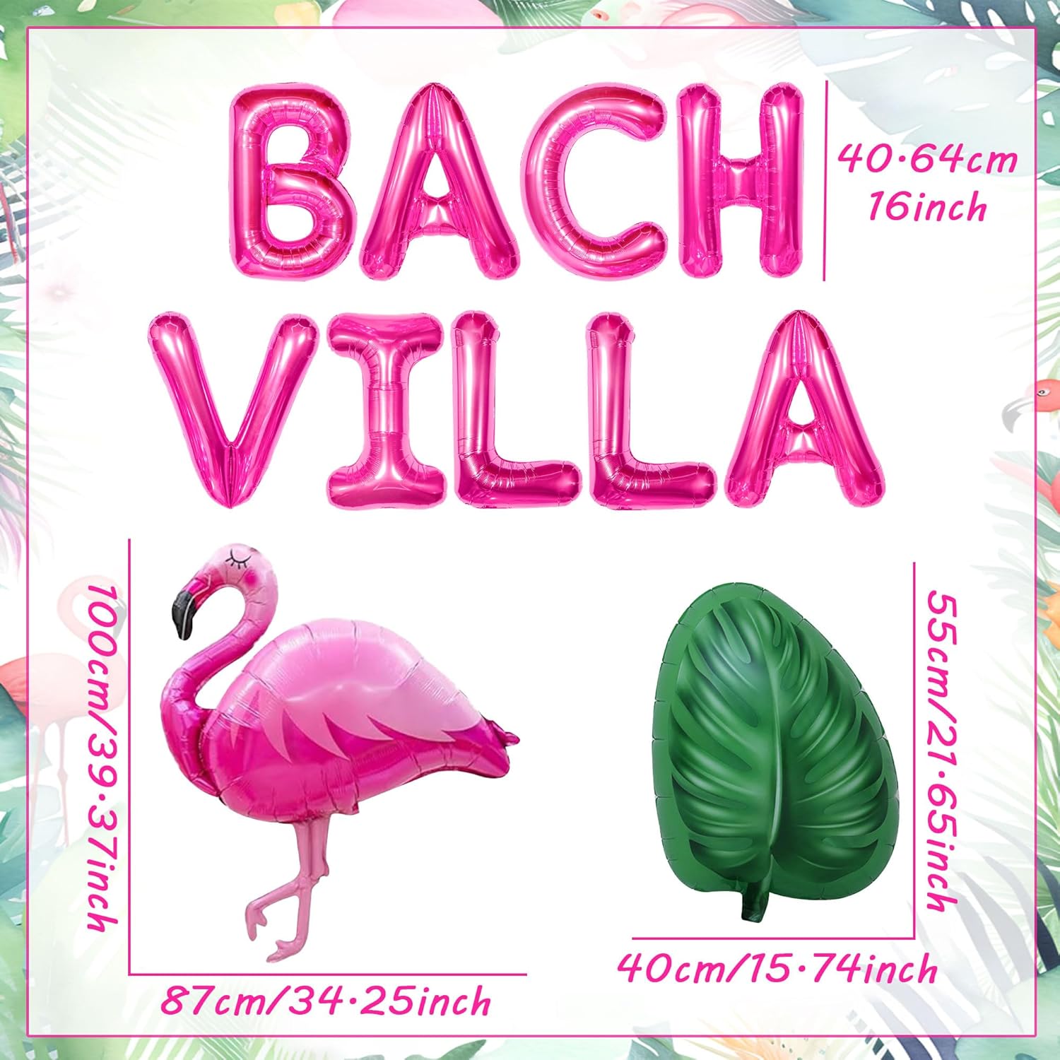 Bach Villa Balloon Banner Flamingo Palm Tree Decor