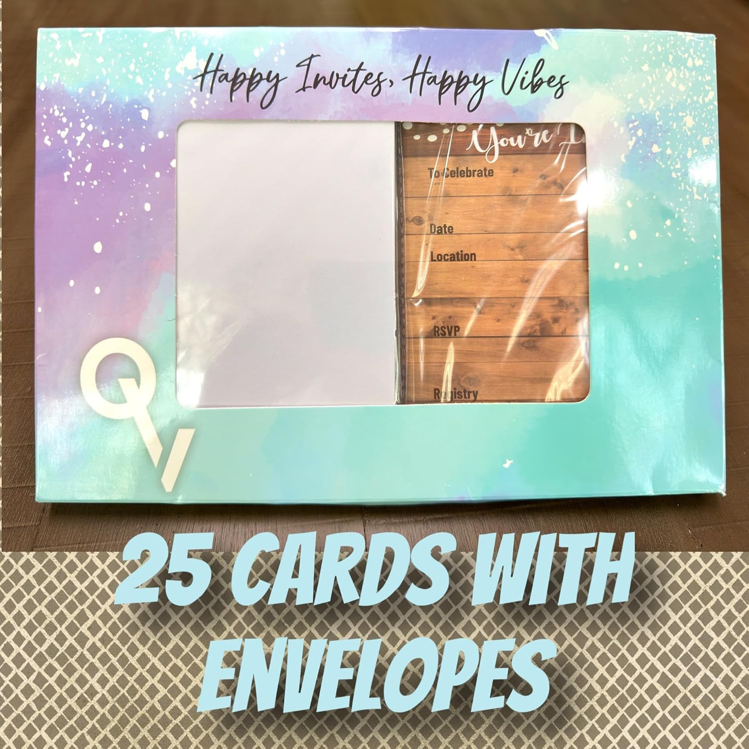 25 Rustic Invitations with 25 Envelopes for Events