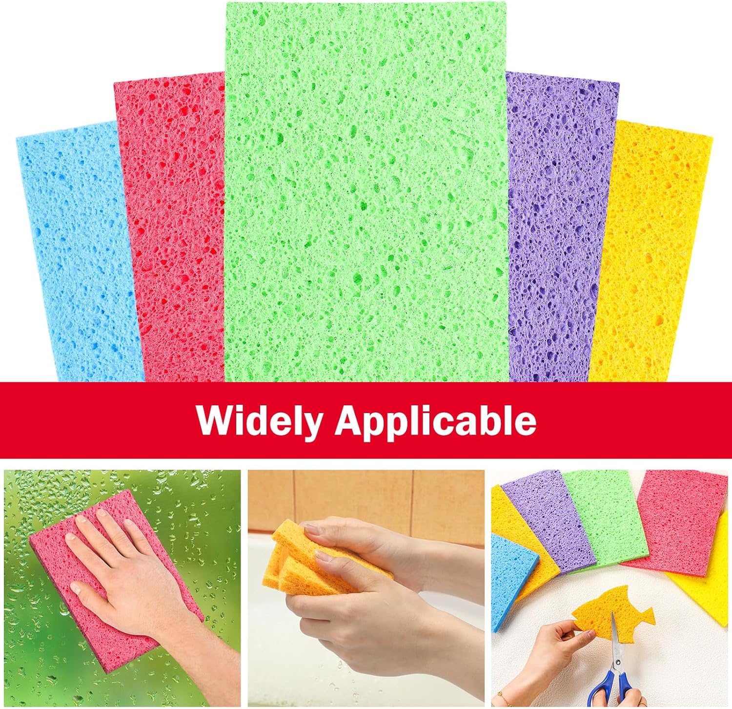 Honeydak 12 Pcs Cellulose Sponges for DIY Art Crafts Classroom Home Cleaning