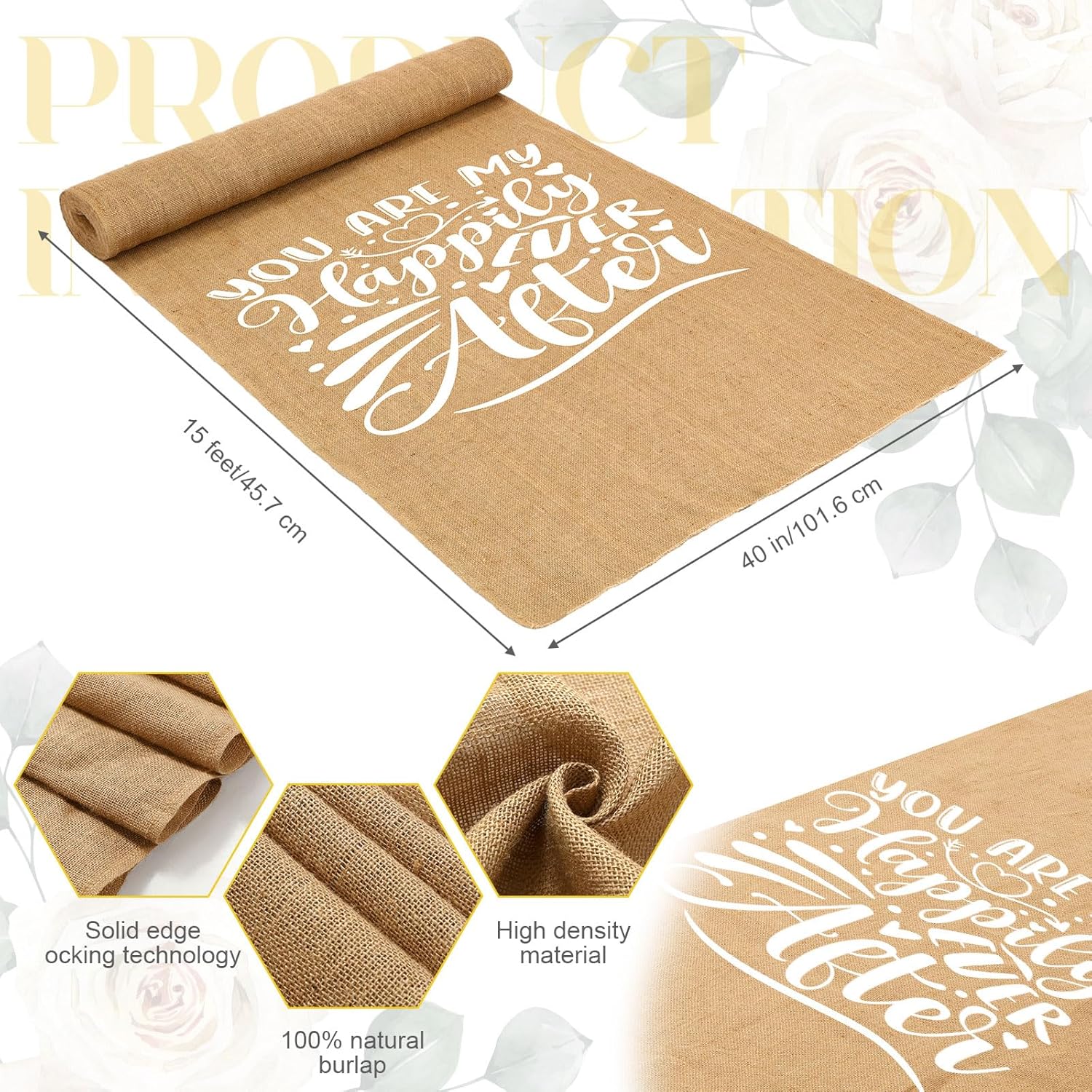 Tudomro 40 Inch x 50 Ft Natural Burlap Wedding Aisle Runner 1