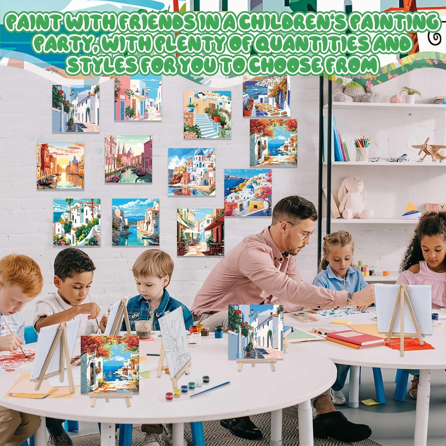 Tenceur 12 Pre-Drawn Canvas Painting Sets for Kids and Adults