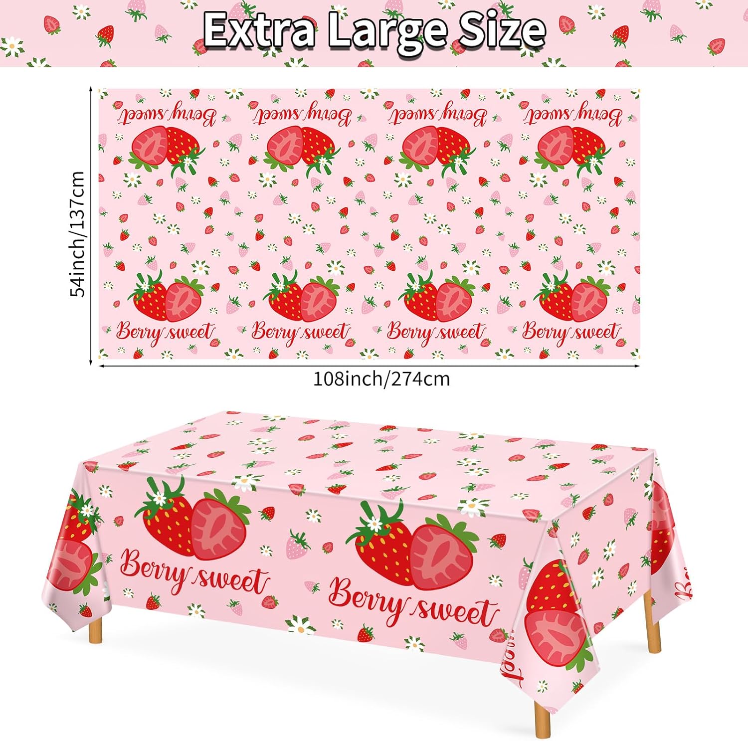 Hxezoc 3 Pack Strawberry Tablecloths for Parties