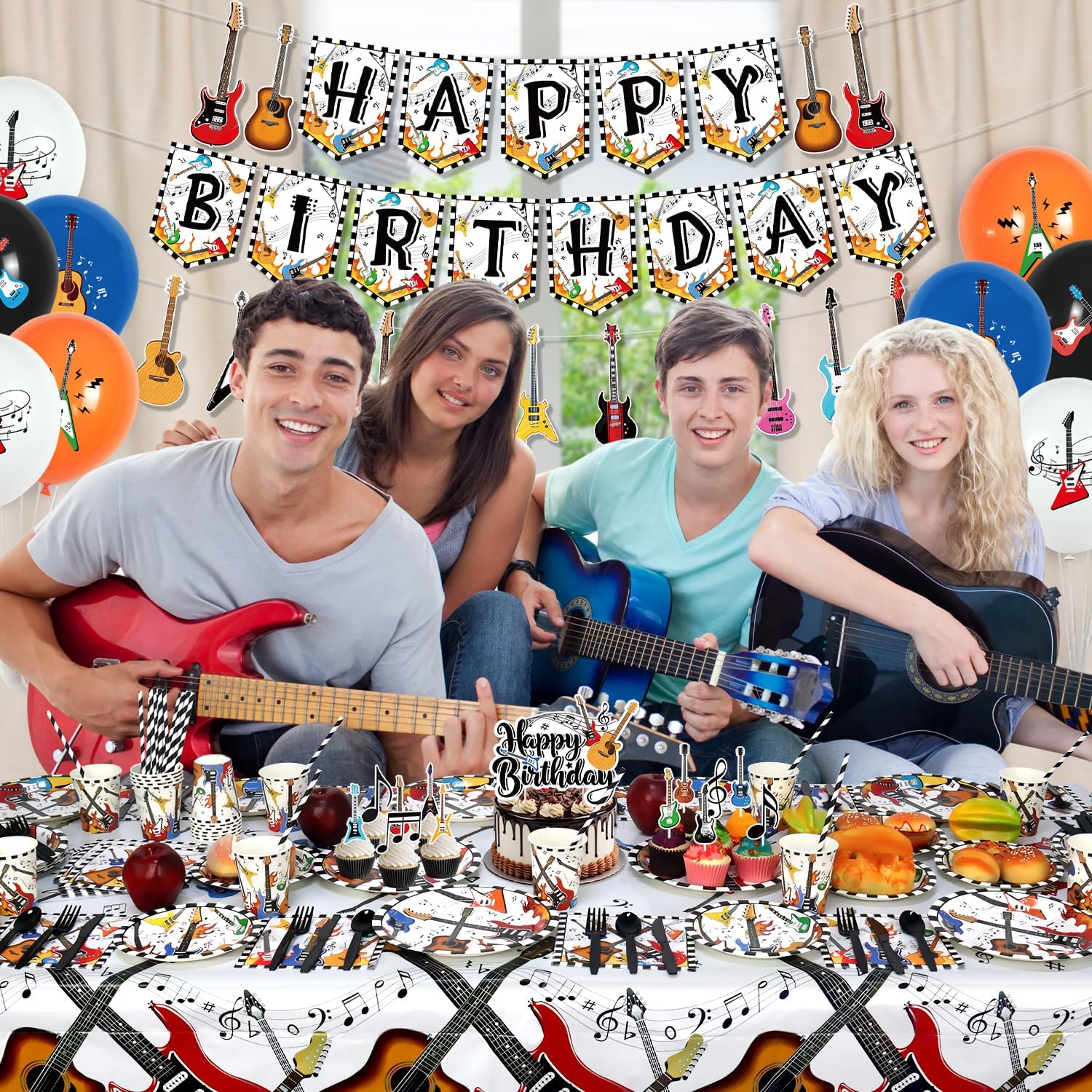 Guitar Birthday Party Decorations Set