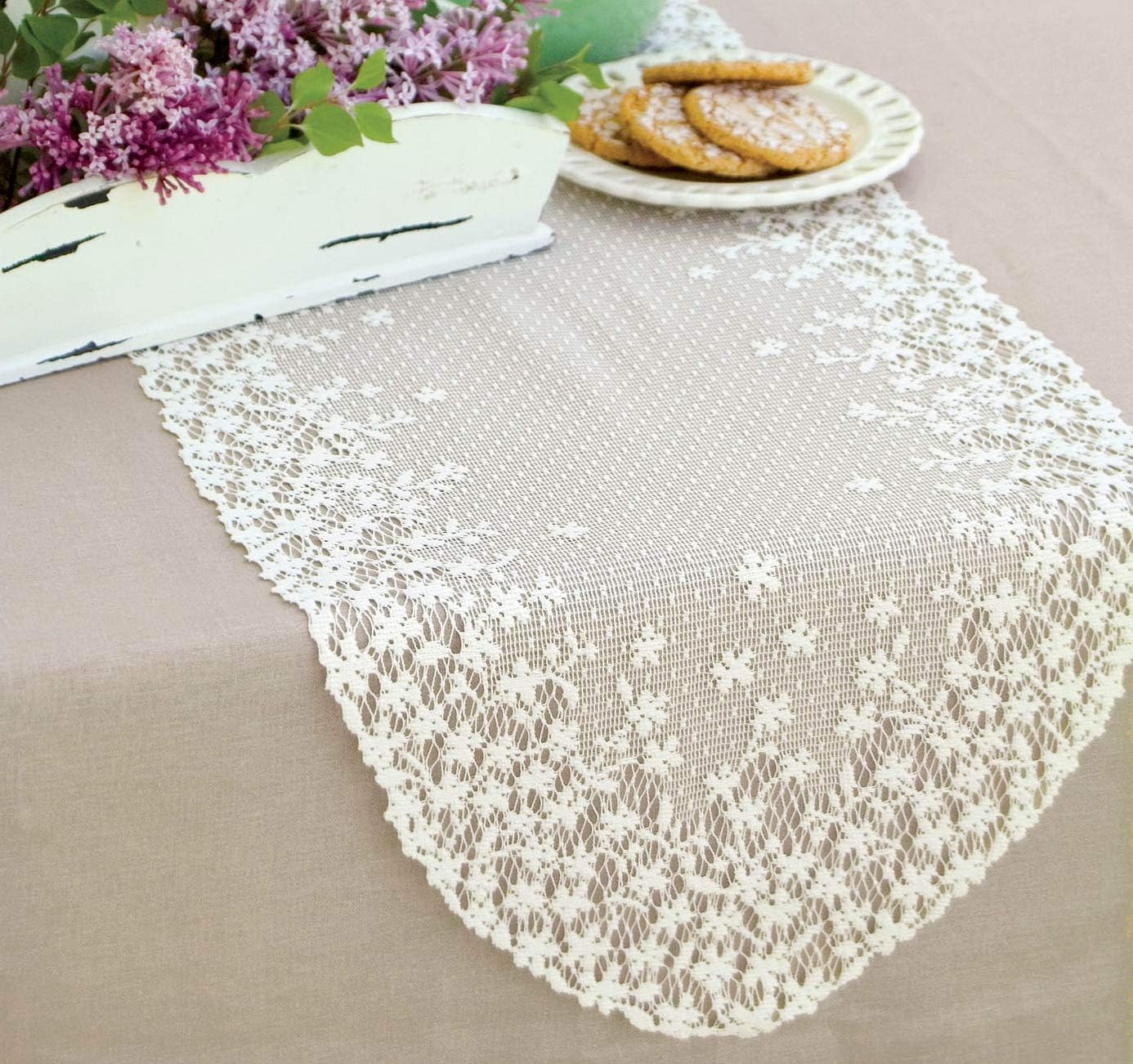 Blossom White Lace Aisle Runner 12x54