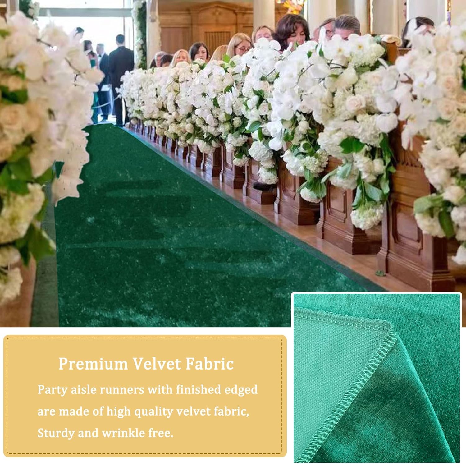 Emerald Green Velvet Aisle Runner 24in x 15ft