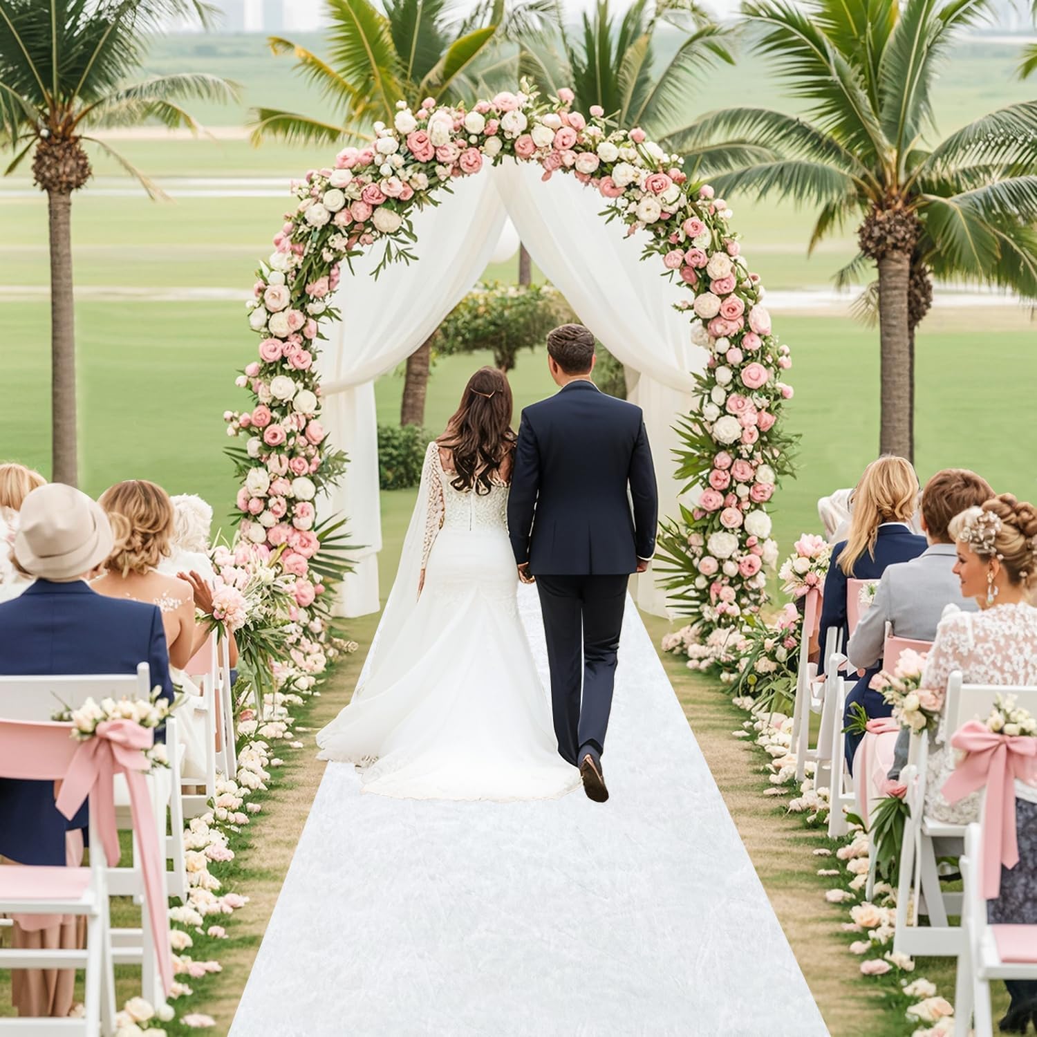 FOTSHARER White Wedding Aisle Runner Rug 4FTx15FT