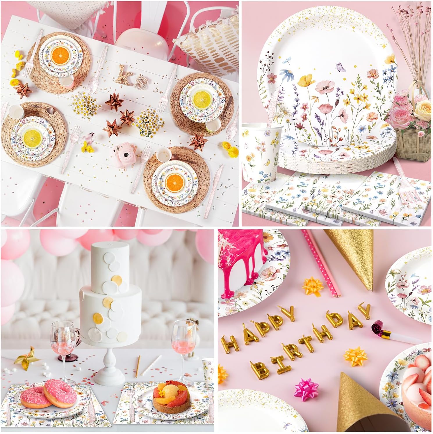 202PCS Wildflower Party Decor Set for 24 Guests