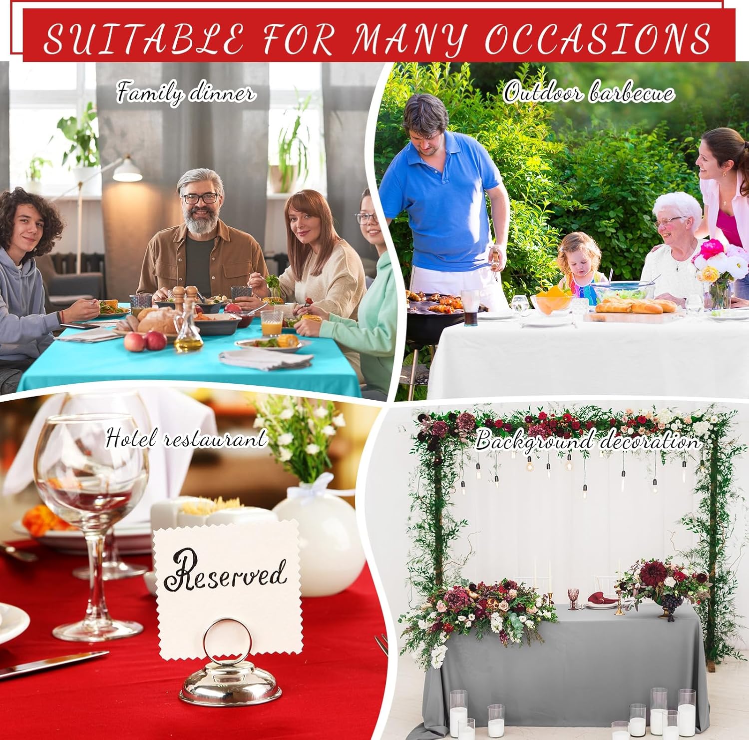 Oudain 68 Pack Disposable Tablecloths 54x72 Rectangle Waterproof for Parties