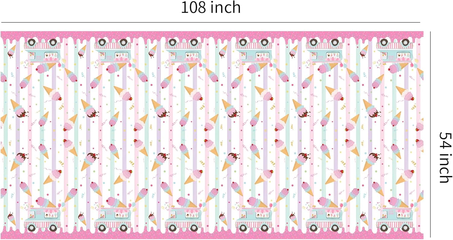 Ice Cream Party Tablecloth Set 3 Pack Heres The Scoop Theme