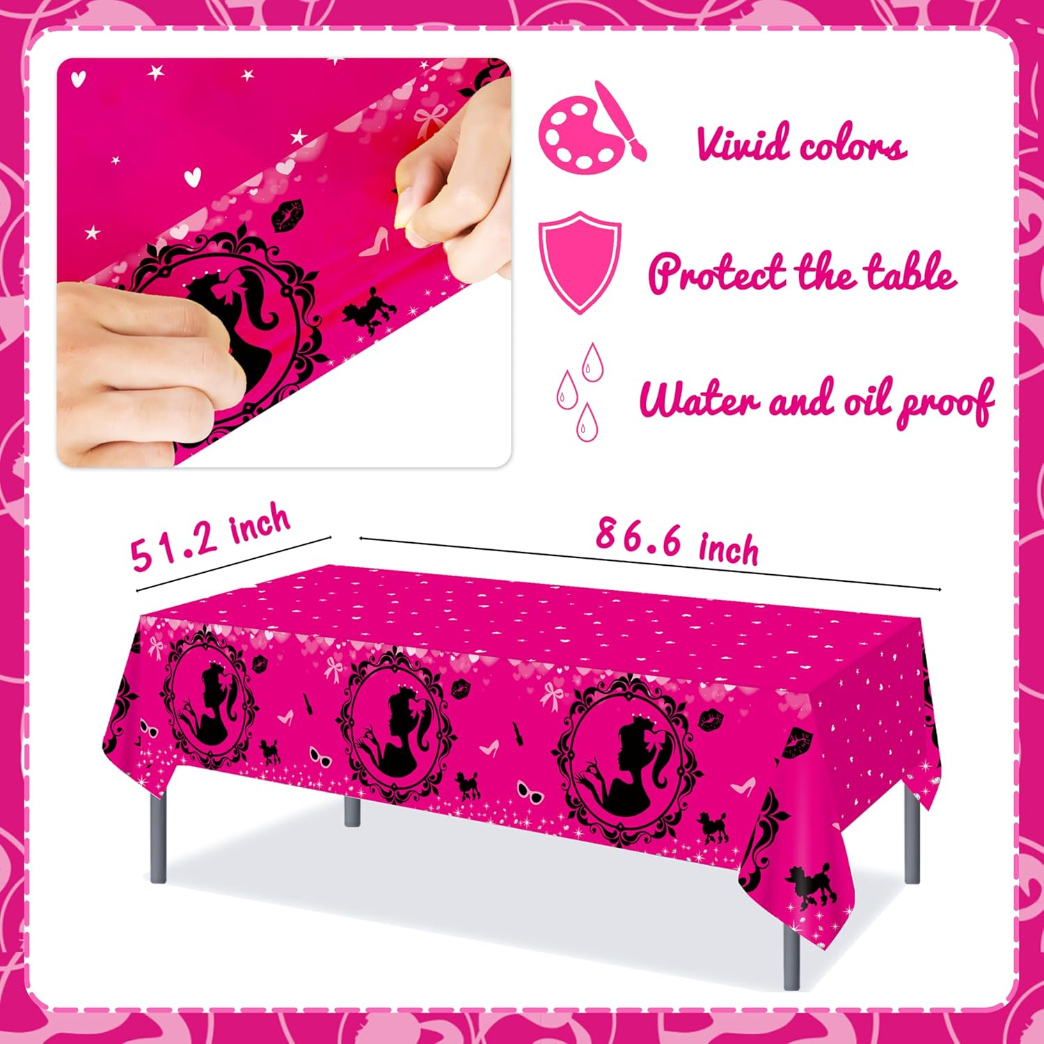 C L Cooper Life Hot Pink Princess Tablecloths Set of 2