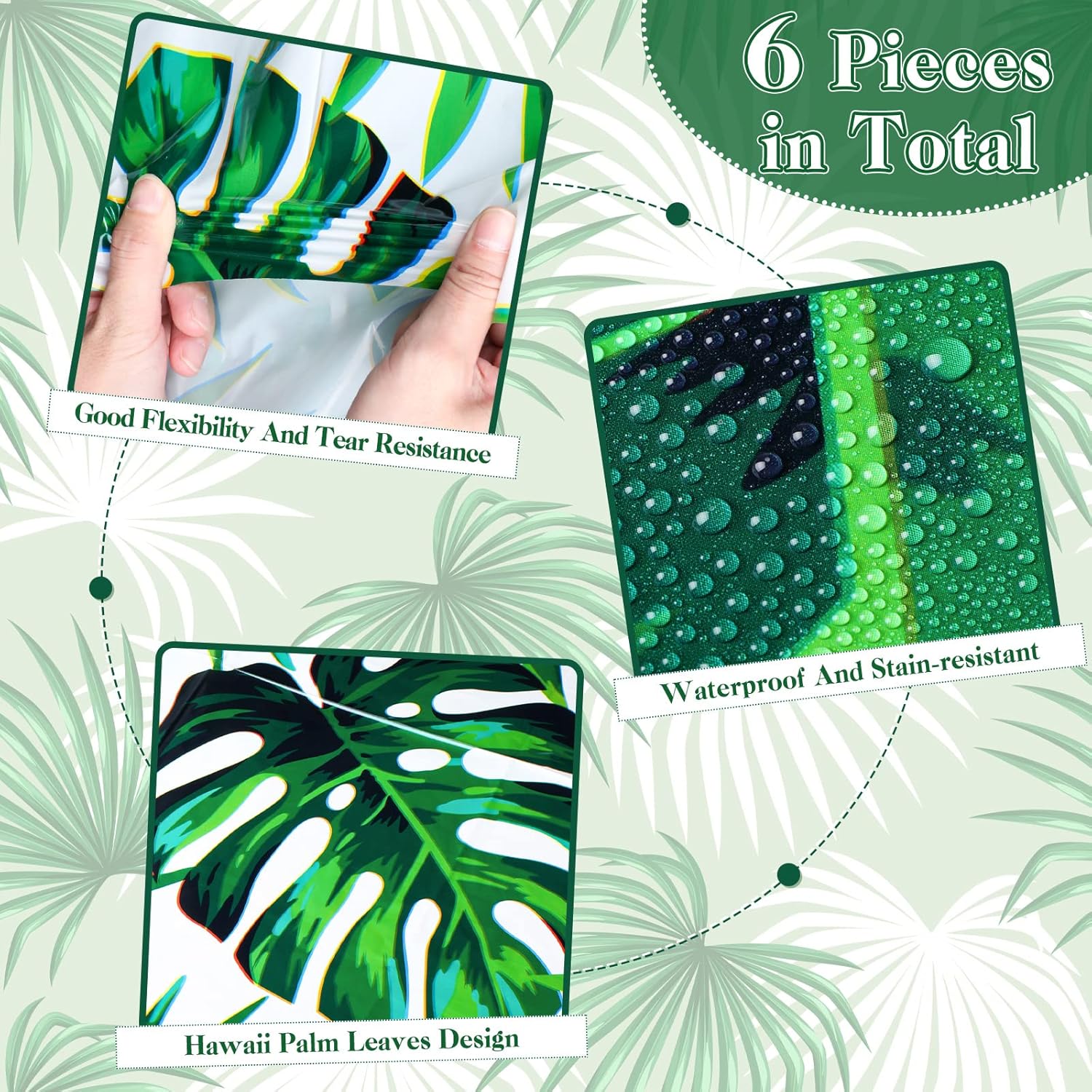 Mixweer 6 Pcs Hawaiian Luau Tablecloths for Party Decoration