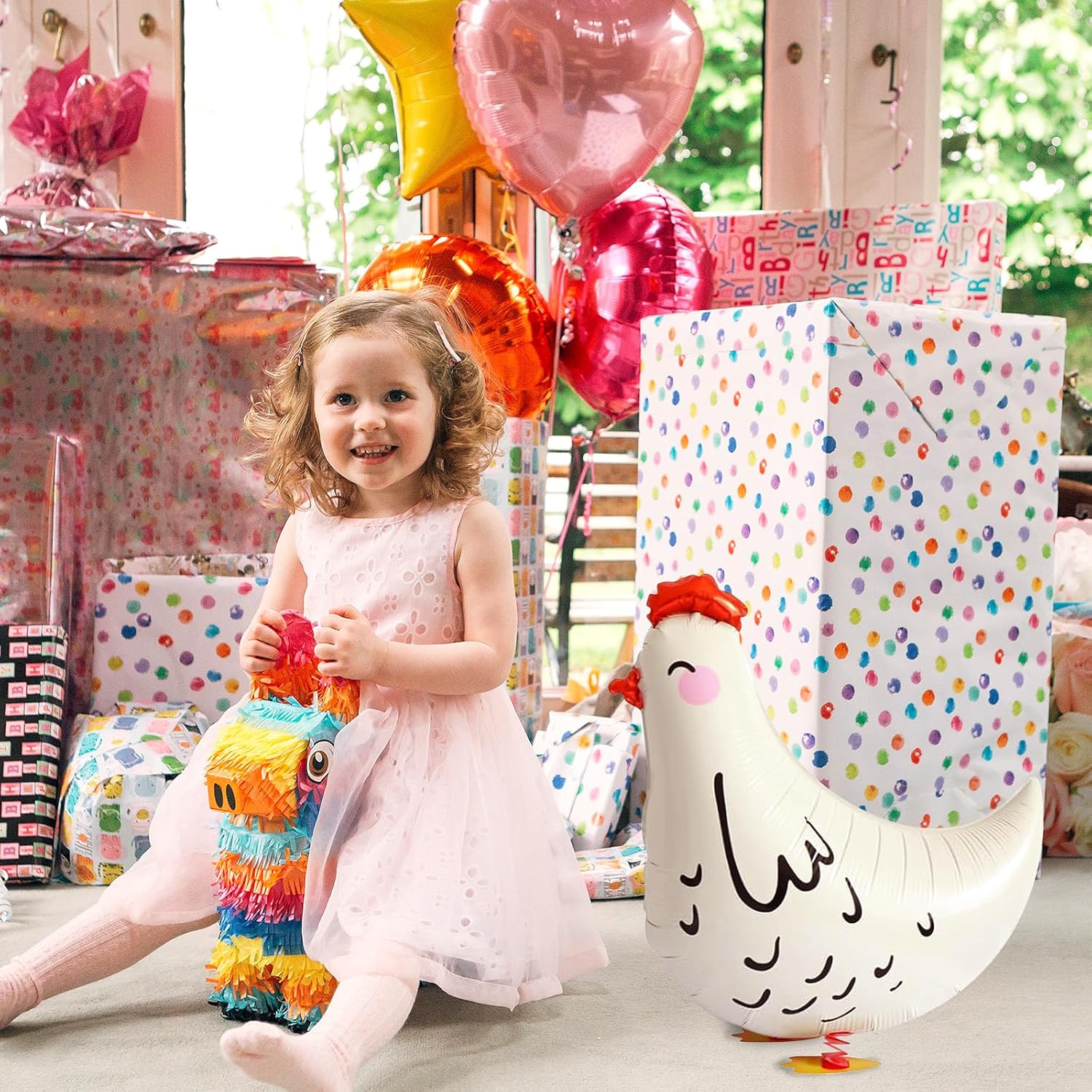 16 Piece Walking Chicken Balloons with Feet - Farm Theme Decorations