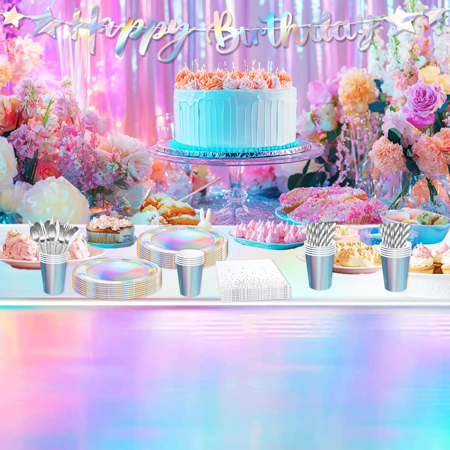 Iridescent Party Tablecloth 3 Pack Pink Mermaid Theme