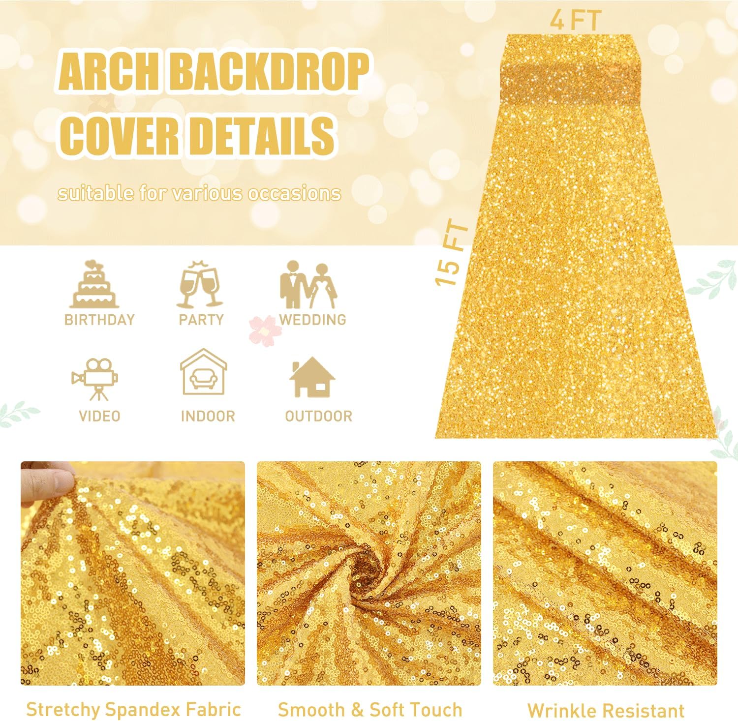 FUHSY Gold Aisle Runner for Wedding Ceremony