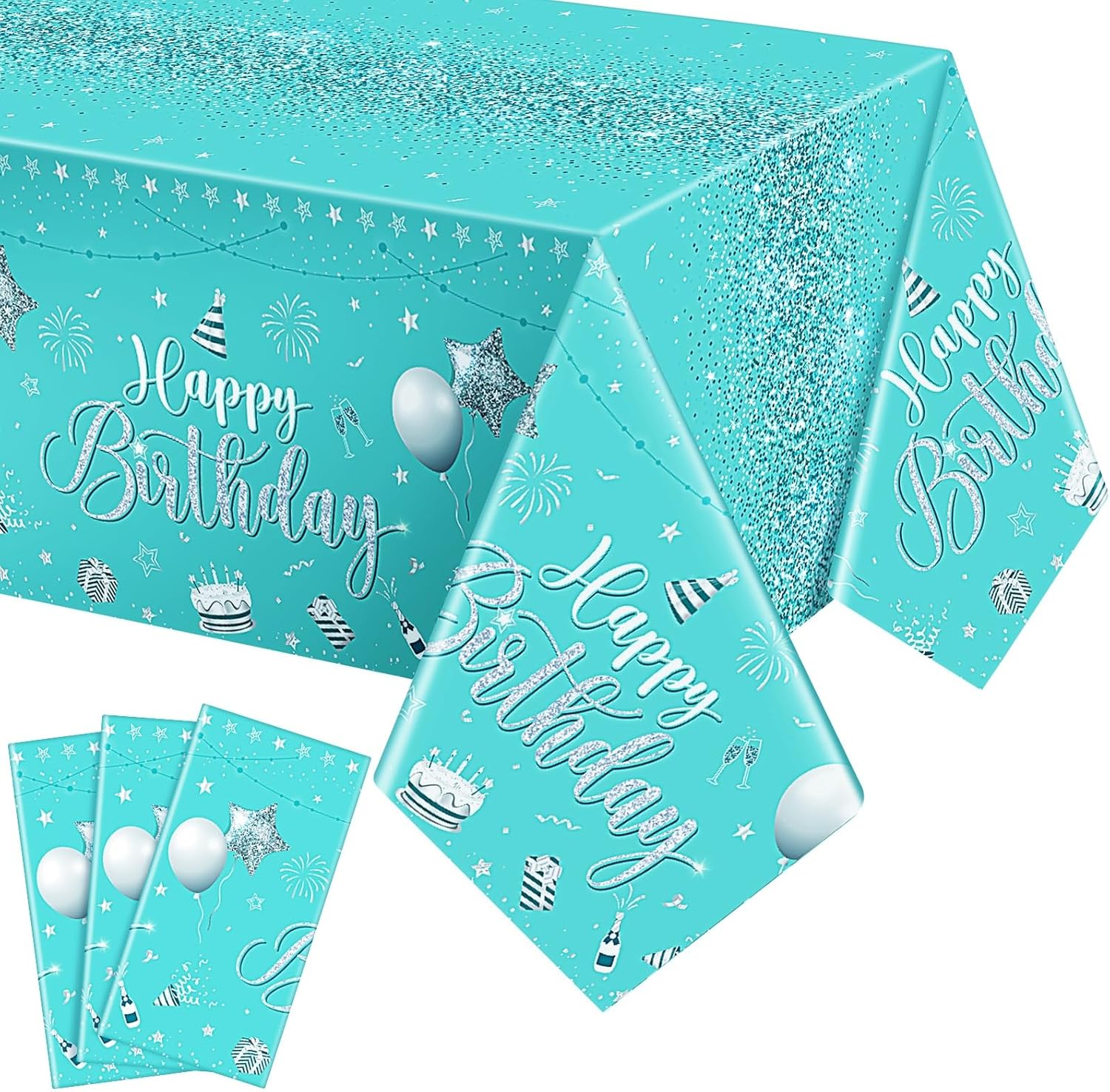Tudomro 3 Pcs Happy Birthday Tablecloths Set