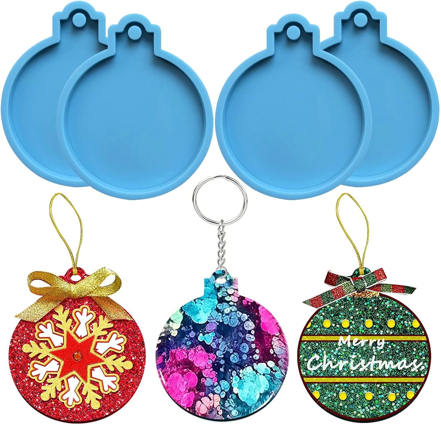 SFATT Resin Ornaments Round Christmas Molds for Epoxy DIY