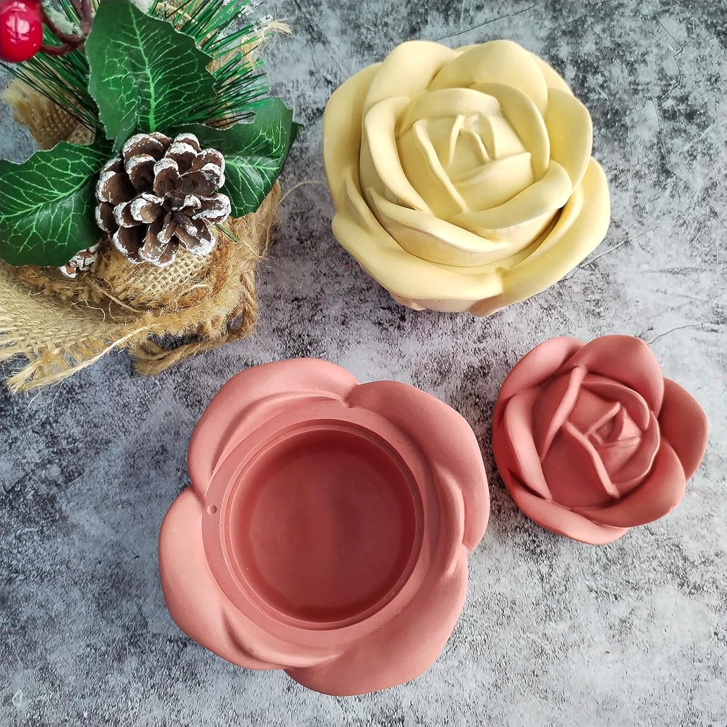 Wehous 3D Rose Box Mold with Lid for Resin and Candle Making