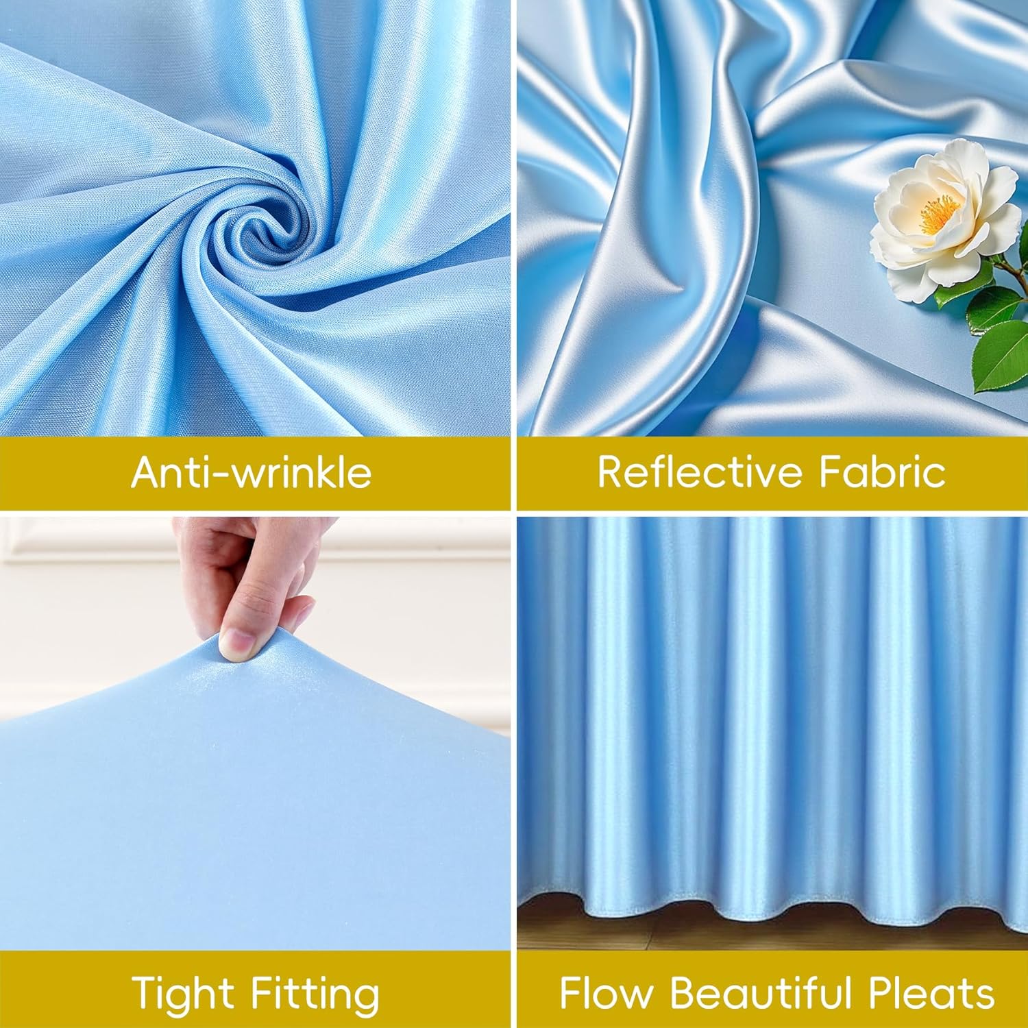 Glitter Blue Tablecloth 8ft Rectangle Table with Ruffles Skirt