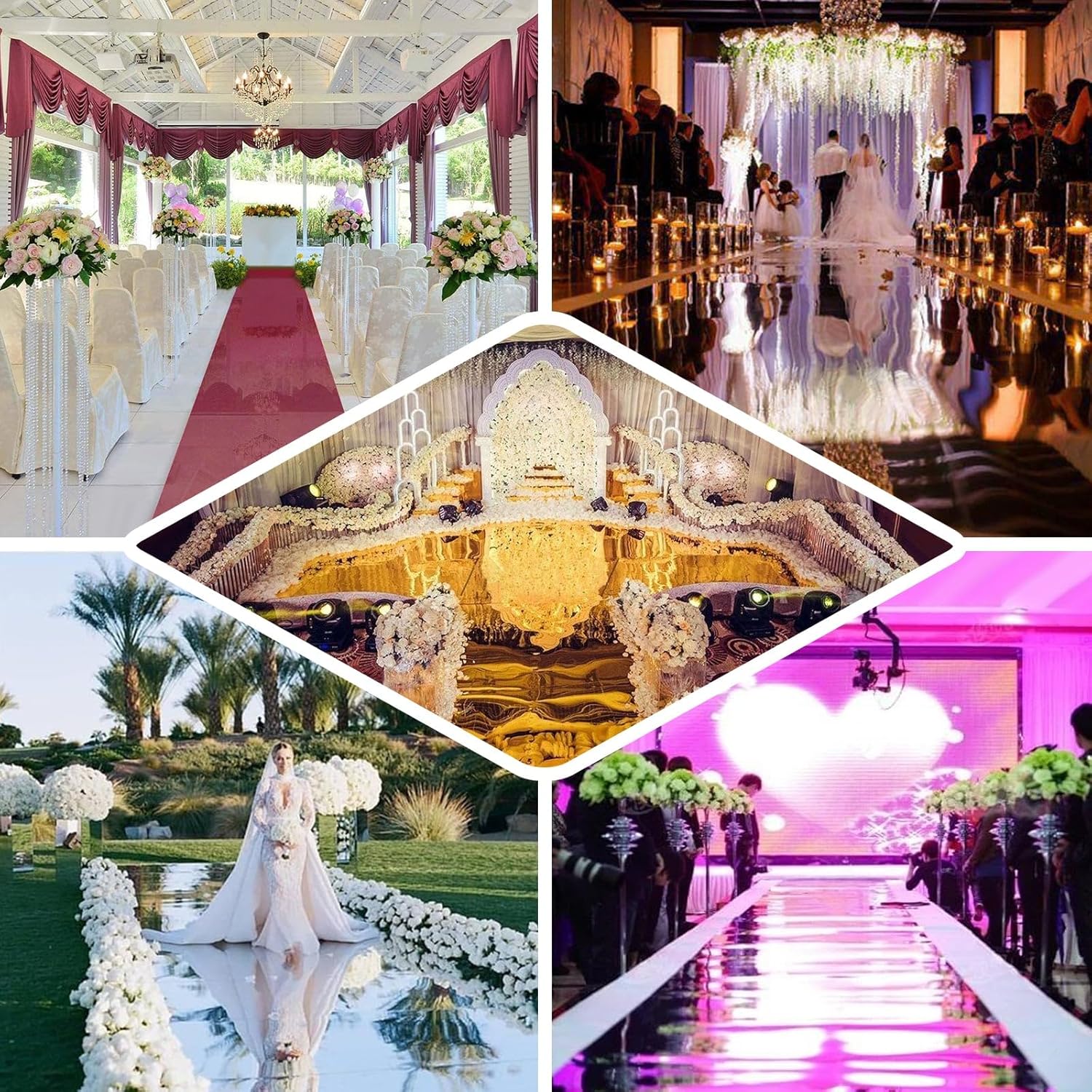 3ft x 65ft White Glossy Mirrored Wedding Aisle Runner