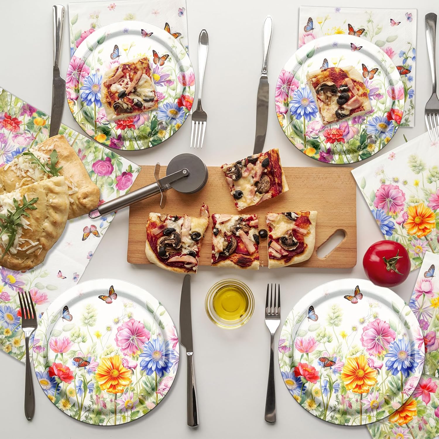 CMUSKO Wildflower Party Decor Set 60Pcs Plates Napkins