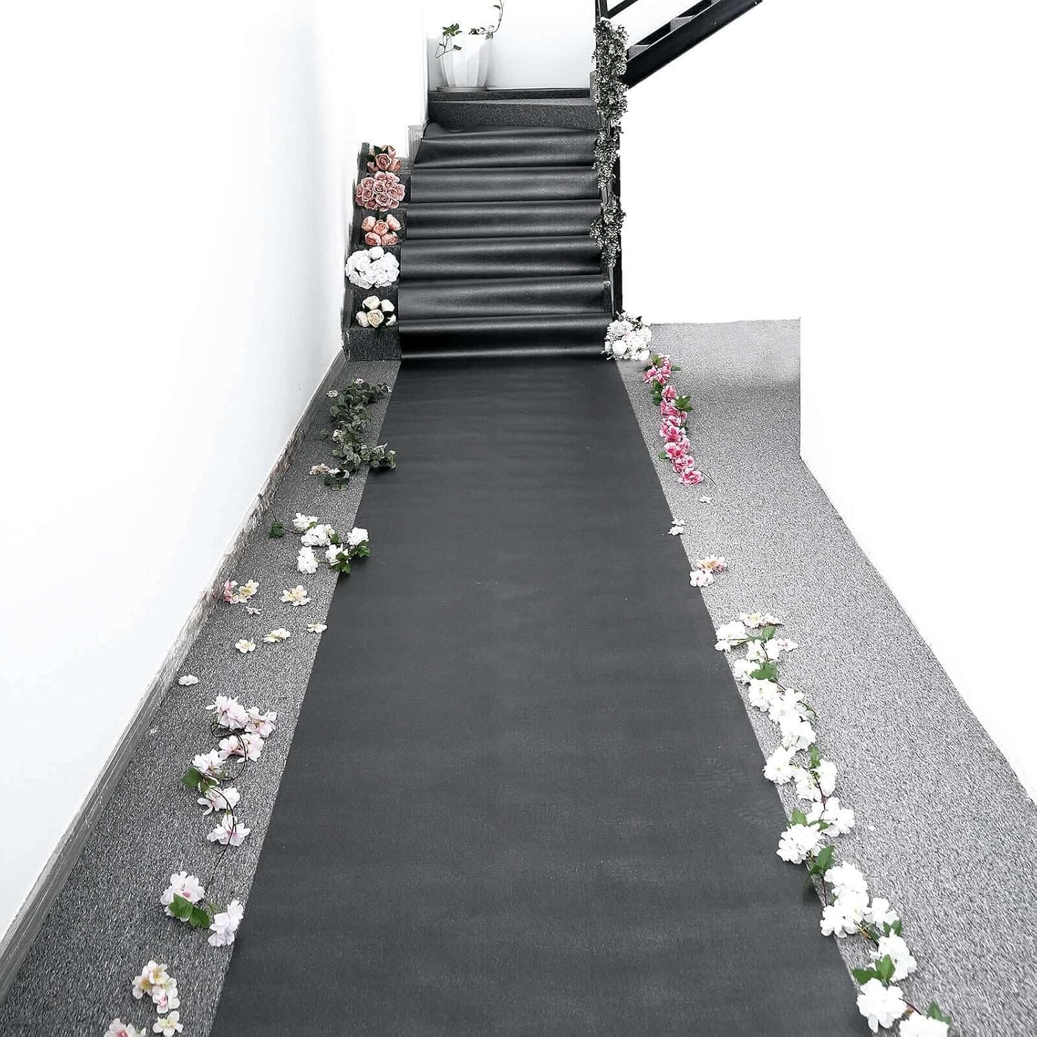 Efavormart 3FT x 50FT Black Glitter Aisle Runner