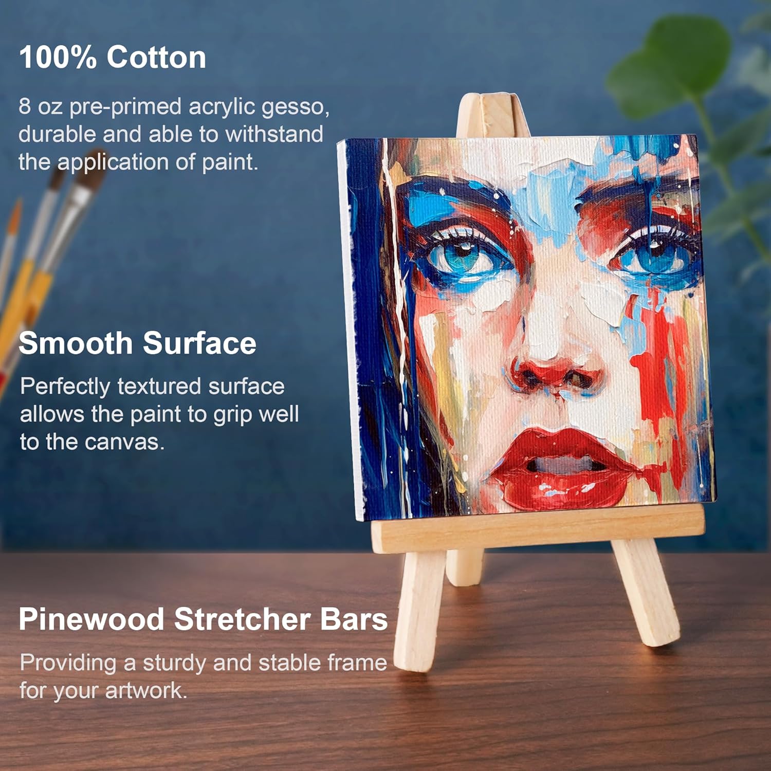 Aureuo Mini Canvas and Easel Set 3x3 Inch 12 Pack