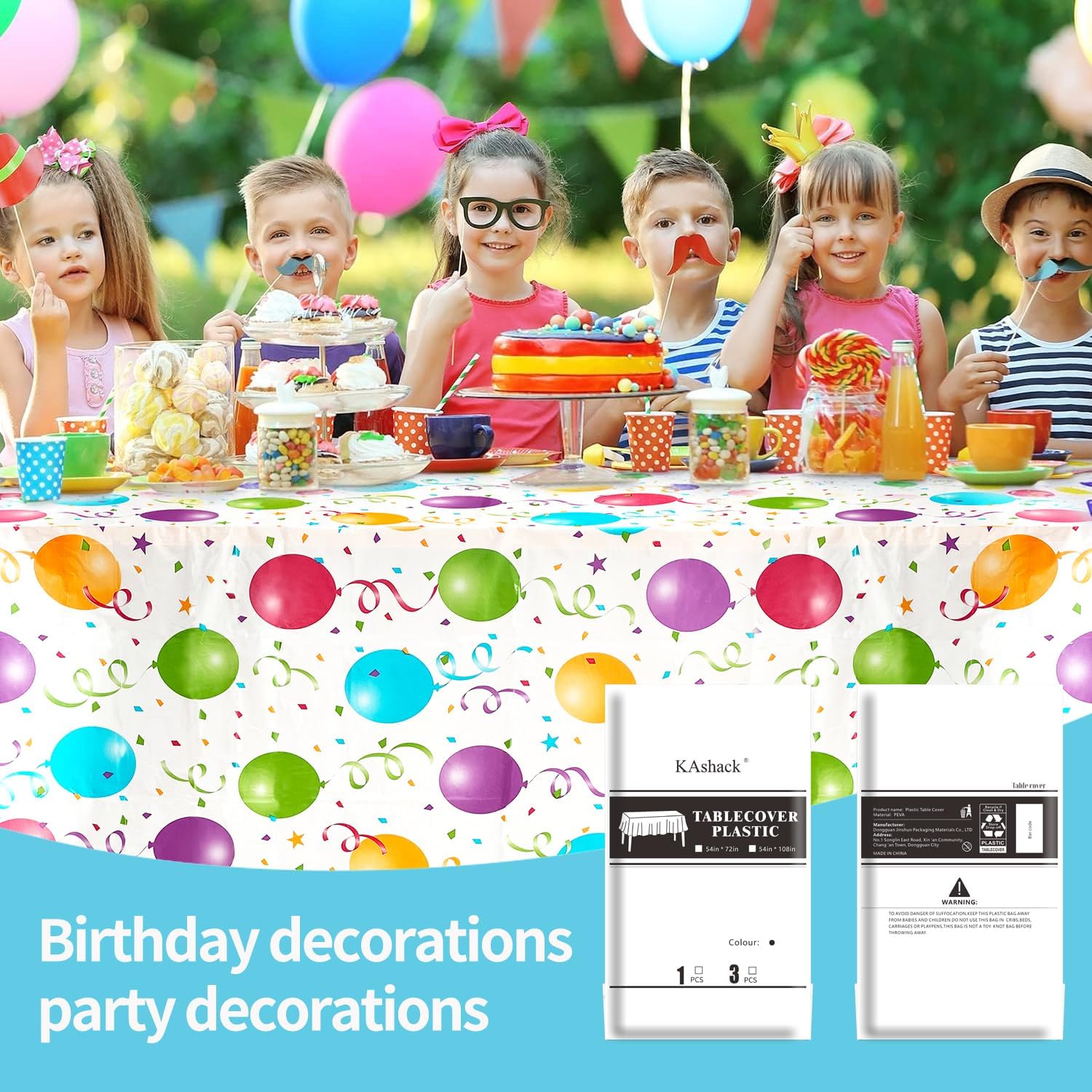 10 Pcs Balloon Pattern Plastic Tablecloth 54x72