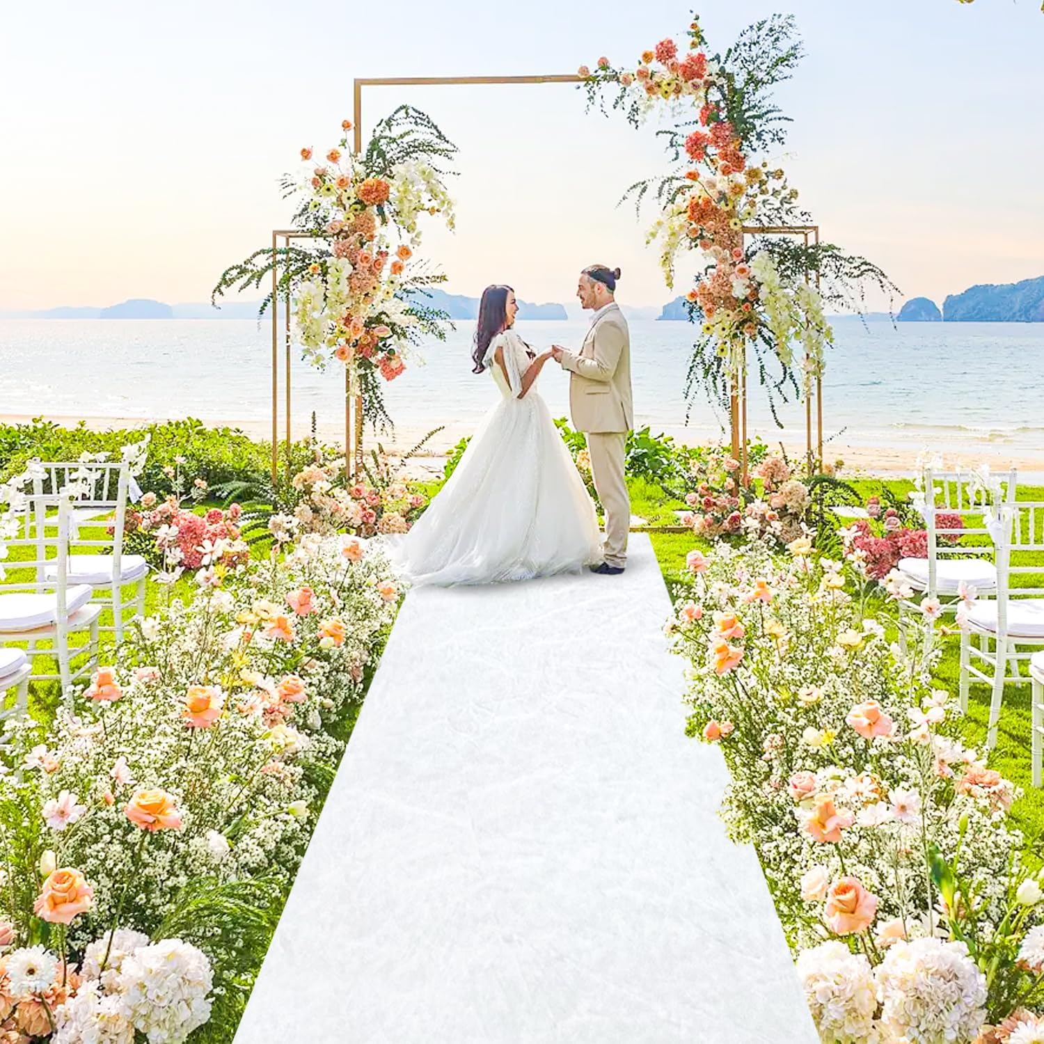 White Velvet Aisle Runner for Wedding 5FTx25FT