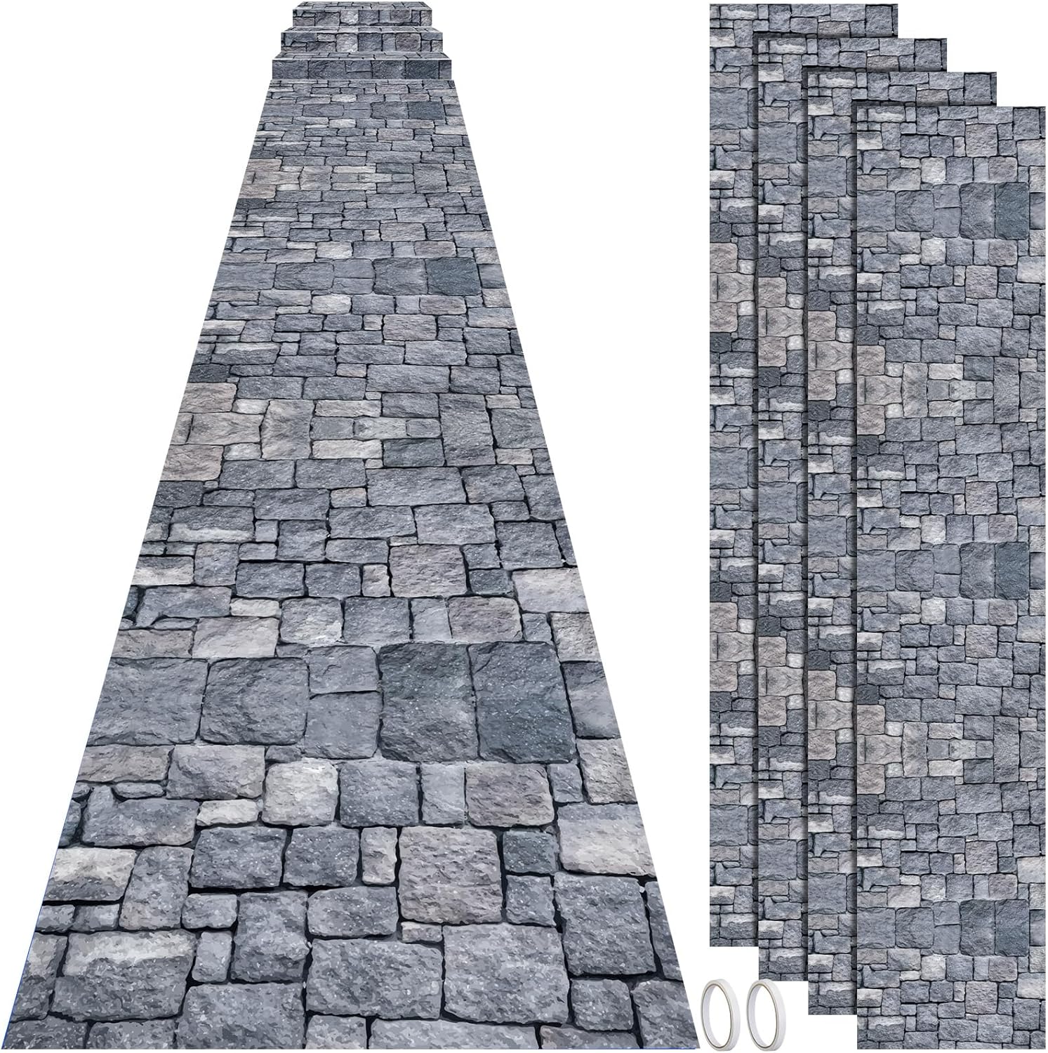 Fabbay 4 Pack 10ft Cobblestone Aisle Runners Medieval Party Decorations