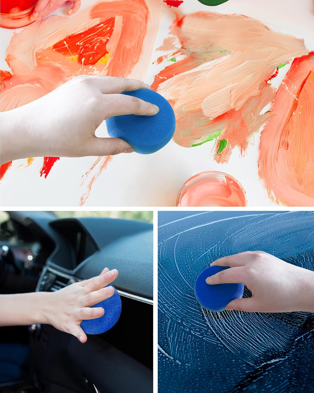 Round Synthetic Artist Sponges 12pcs 296inch Blue