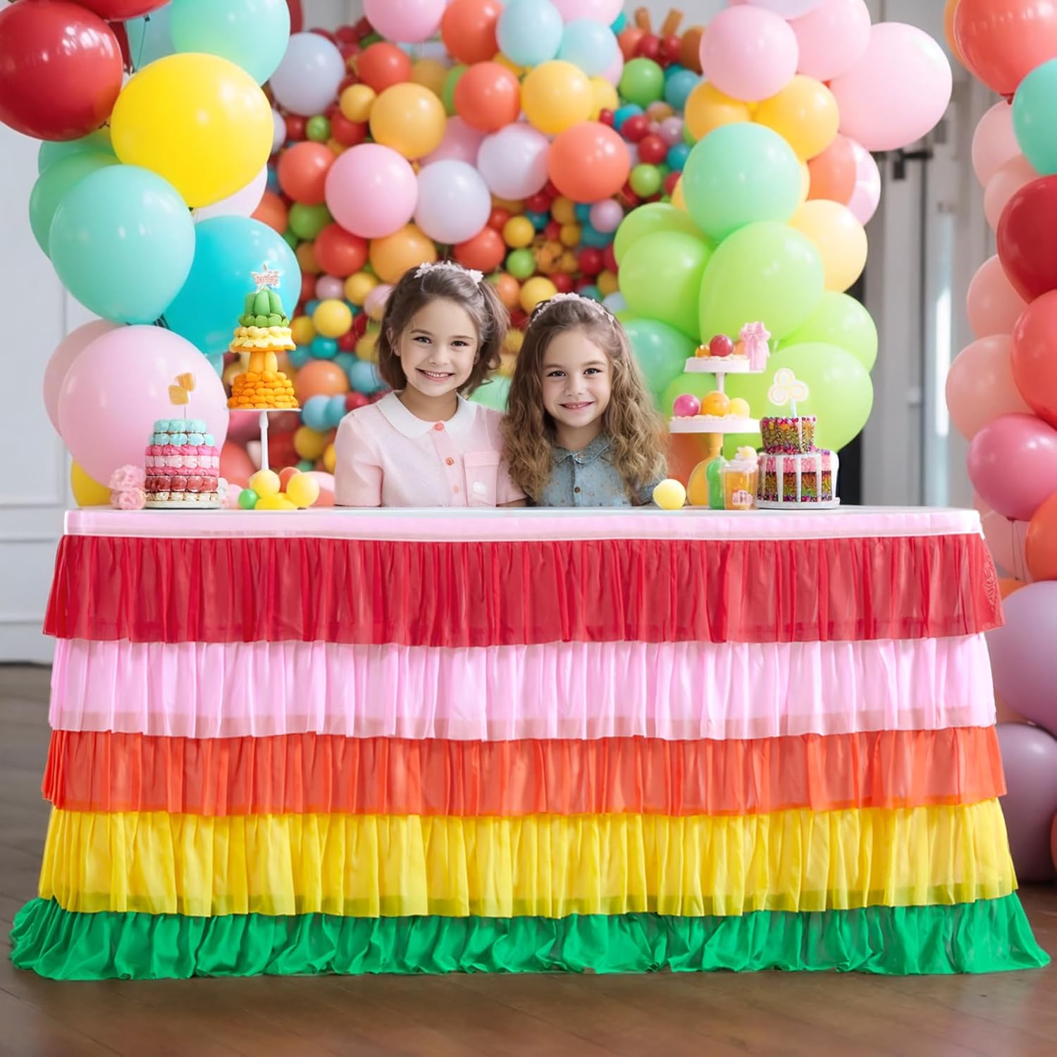 Rainbow Tutu Table Skirt 9ft for Birthday Party Decorations