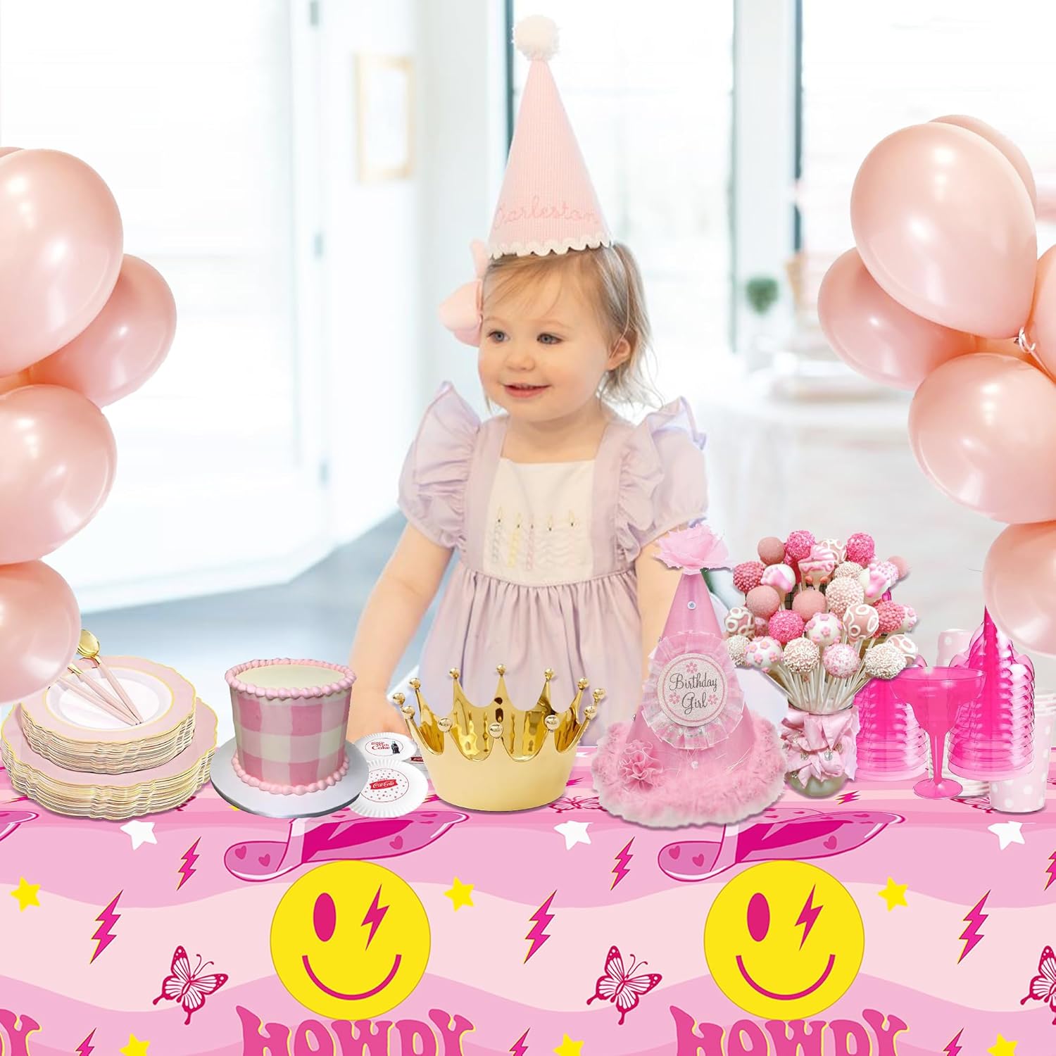 3 Pack Preppy Pink Smile Face Tablecloths