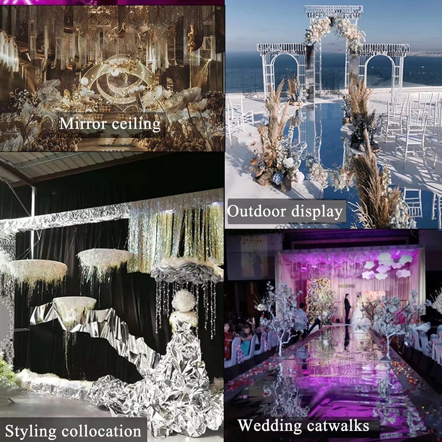 Black Mirror Aisle Runner for Weddings and Events