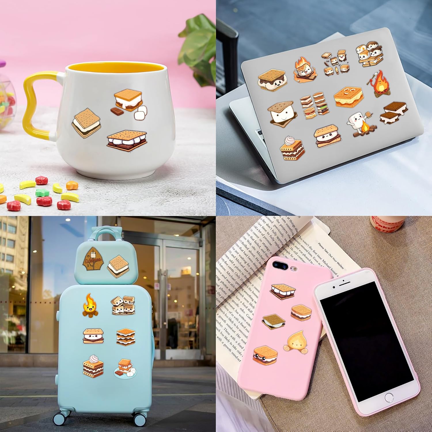 100 PCS Smores Temporary Tattoos for Kids and Adults