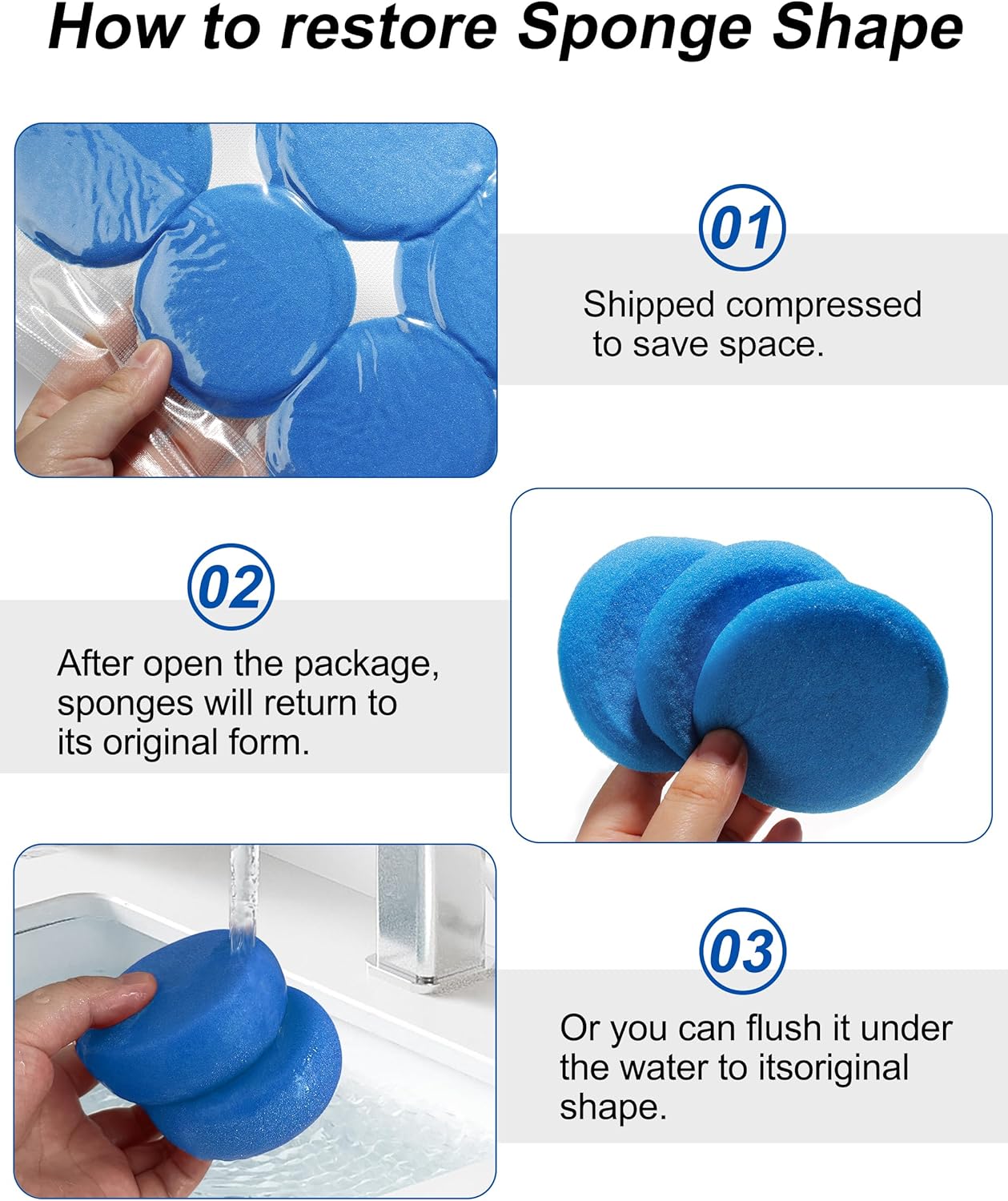 Round Synthetic Artist Sponges 12pcs 296inch Blue